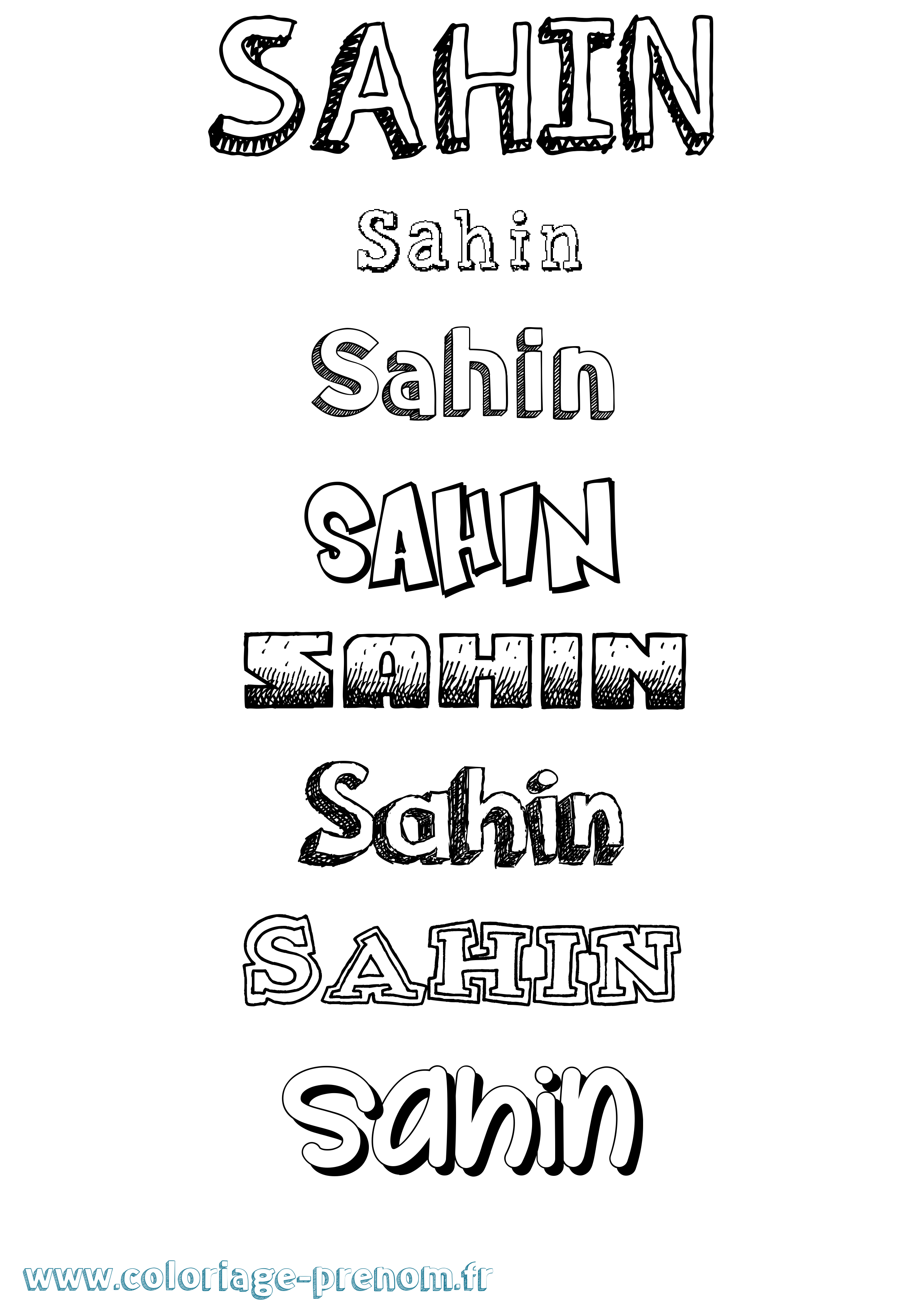 Coloriage Sahin Dessiné Coloriage prénom Sahin Dessiné
