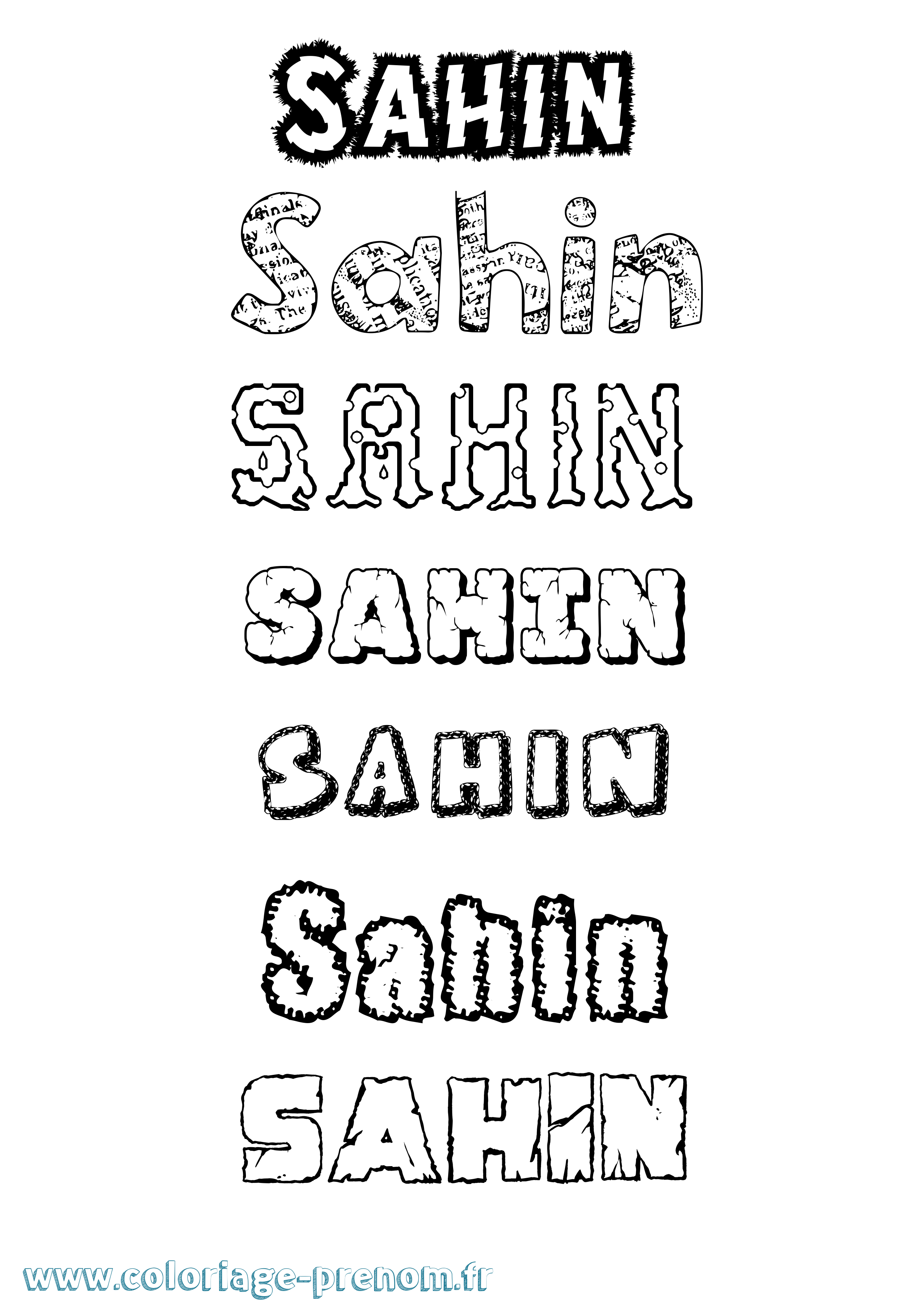 Coloriage Sahin Destructuré Coloriage prénom Sahin Destructuré