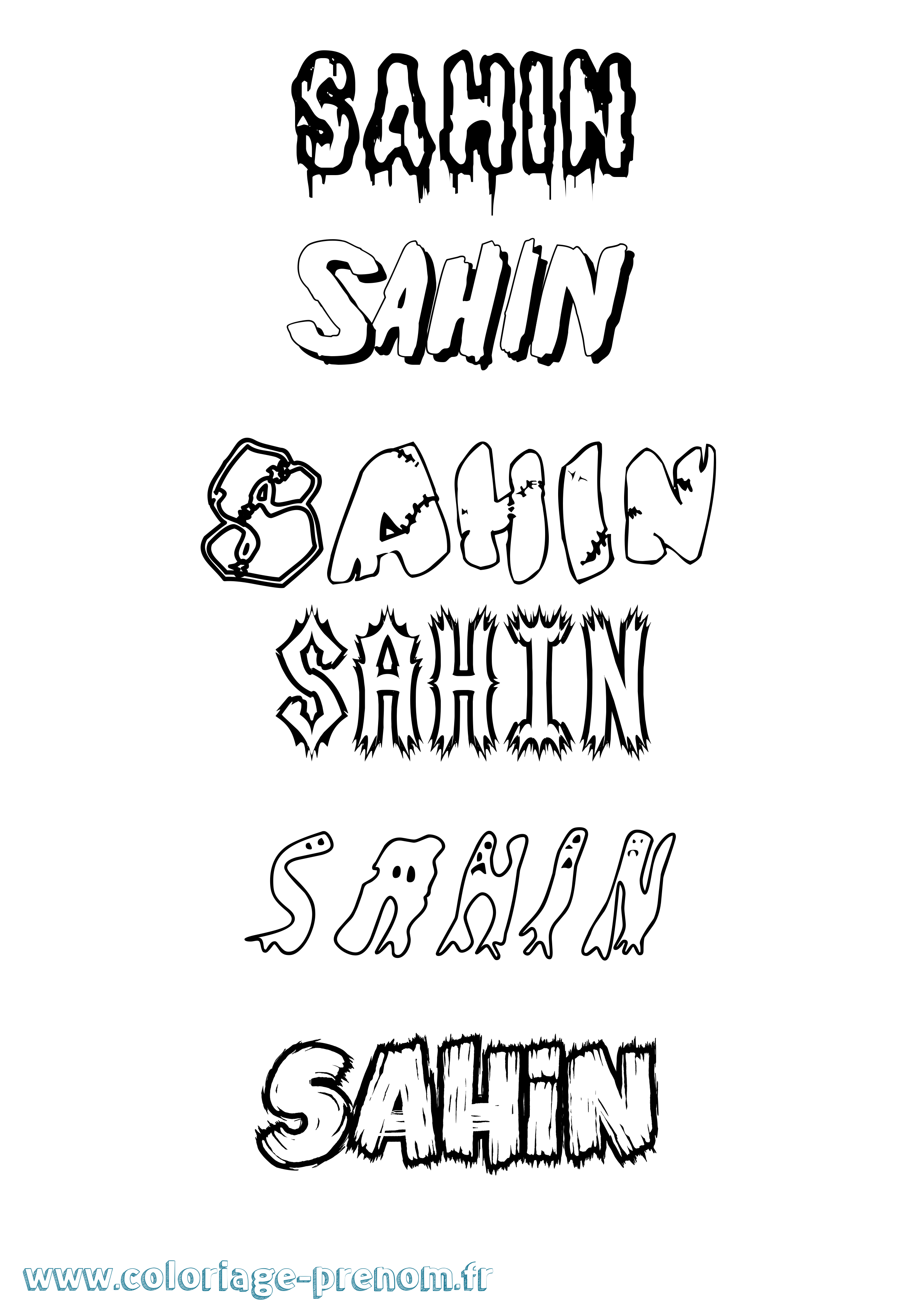 Coloriage Sahin Frisson Coloriage prénom Sahin Frisson