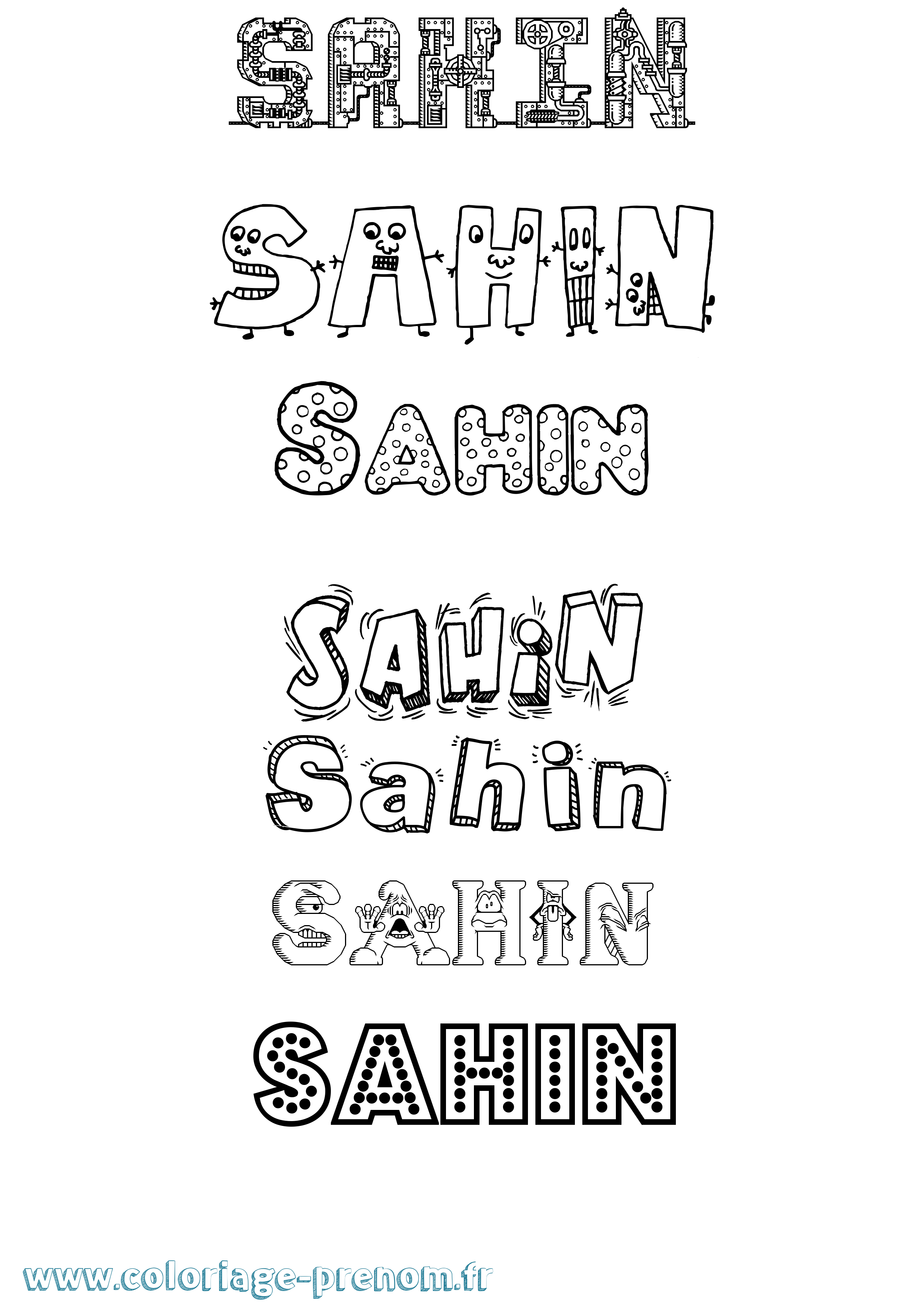 Coloriage Sahin Fun Coloriage prénom Sahin Fun