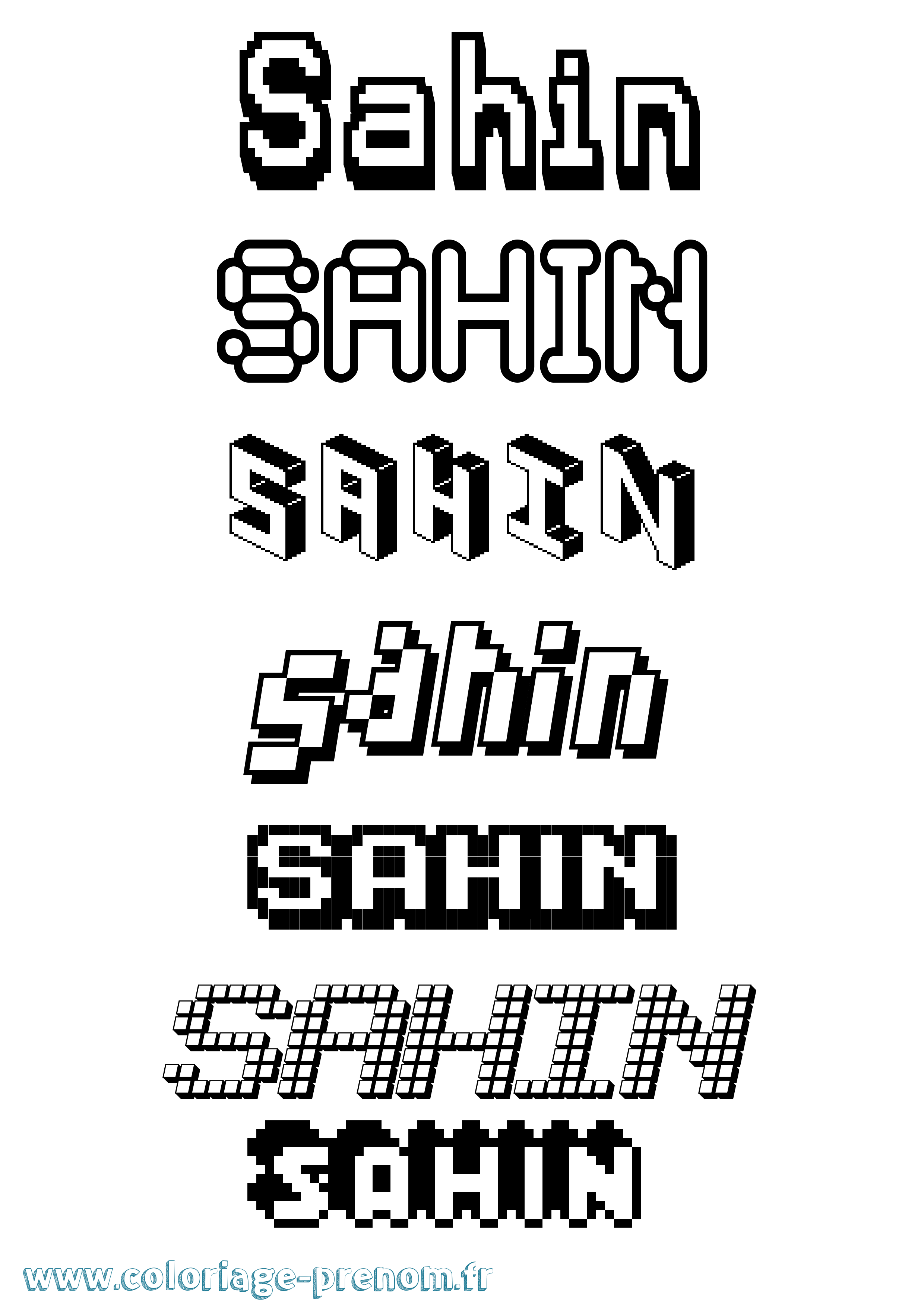 Coloriage Sahin Pixel Coloriage prénom Sahin Pixel