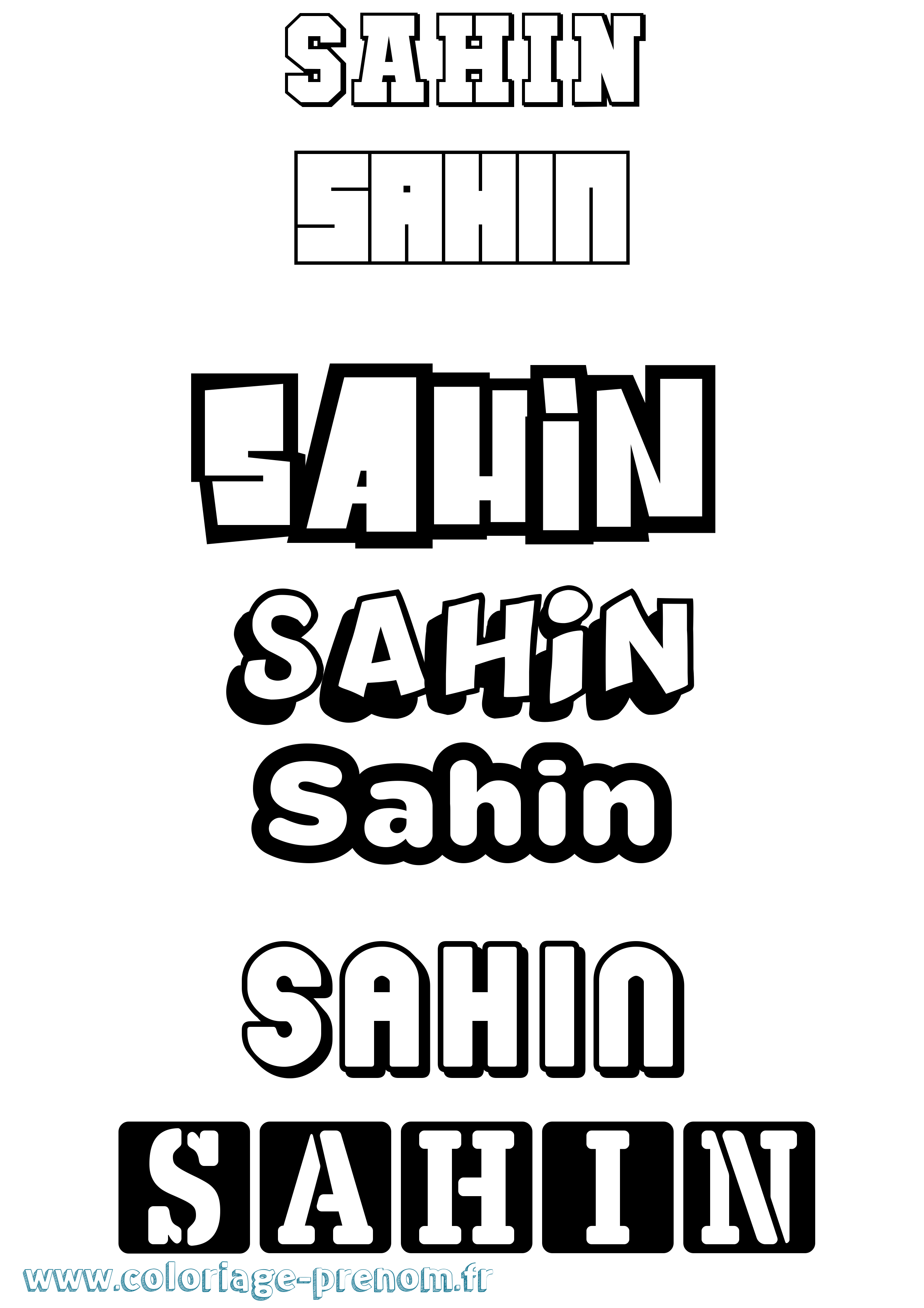 Coloriage Sahin Simple Coloriage prénom Sahin Simple