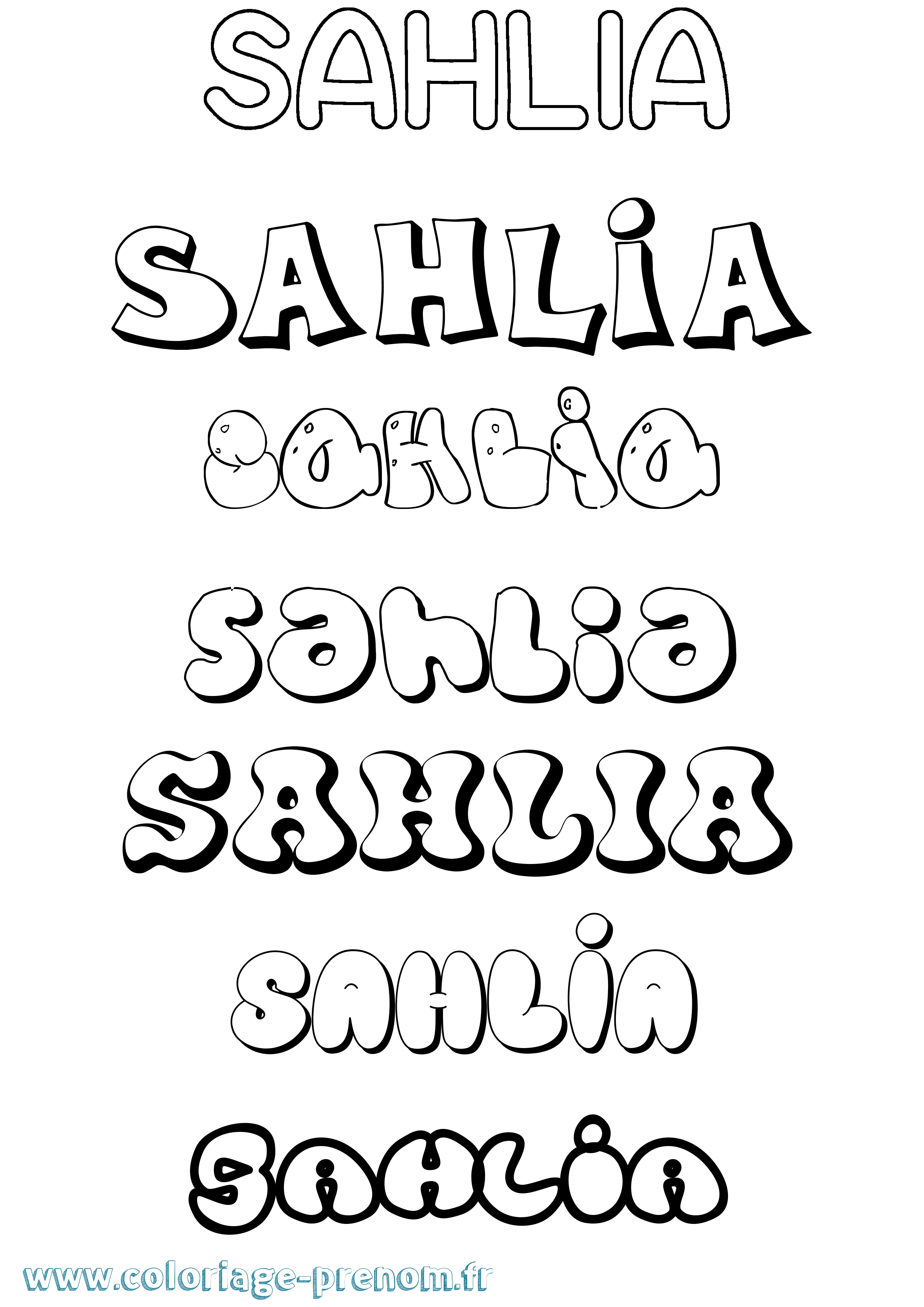 Coloriage Sahlia Bubble Coloriage prénom Sahlia Bubble