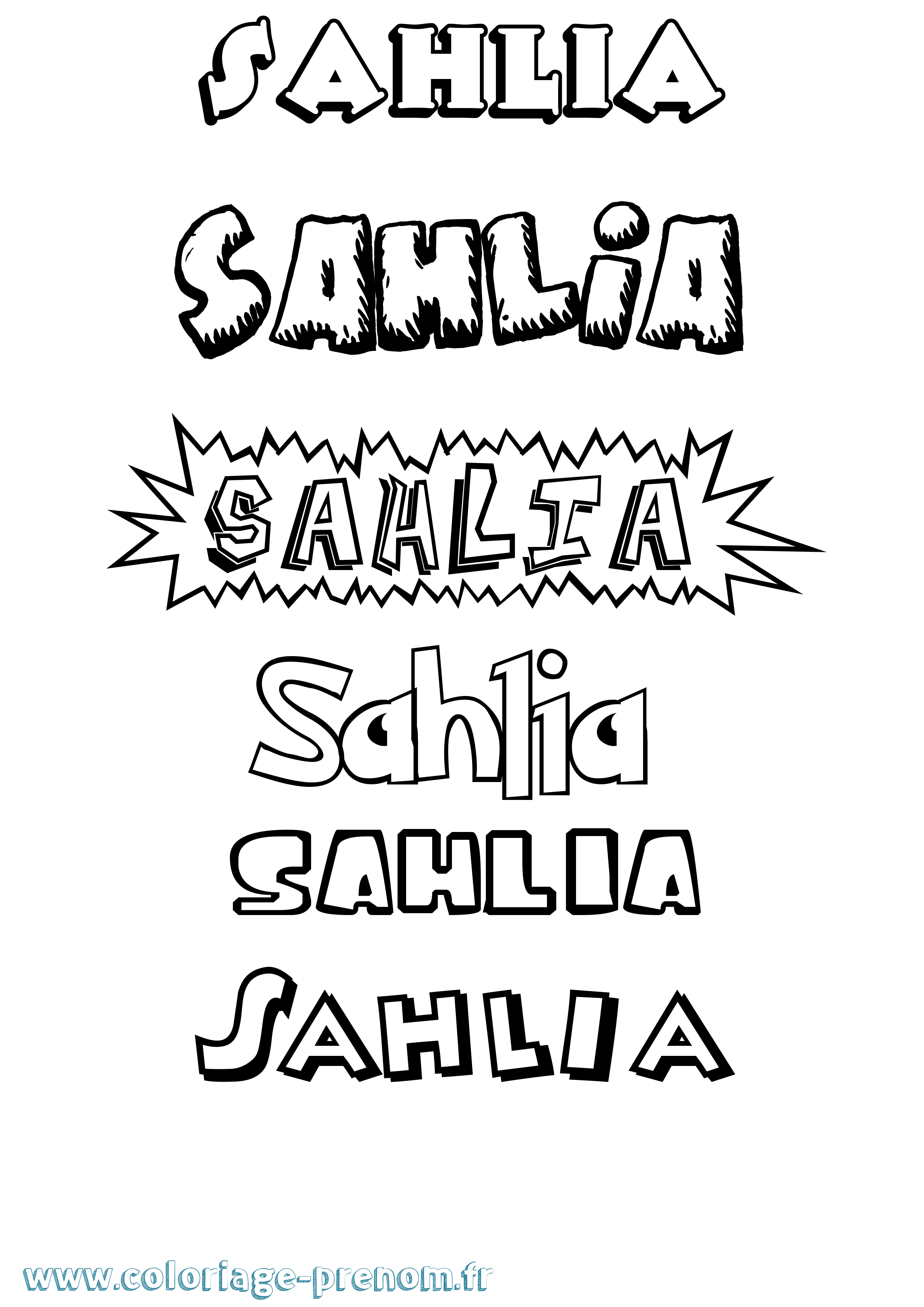 Coloriage Sahlia Dessin Animé Coloriage prénom Sahlia Dessin Animé