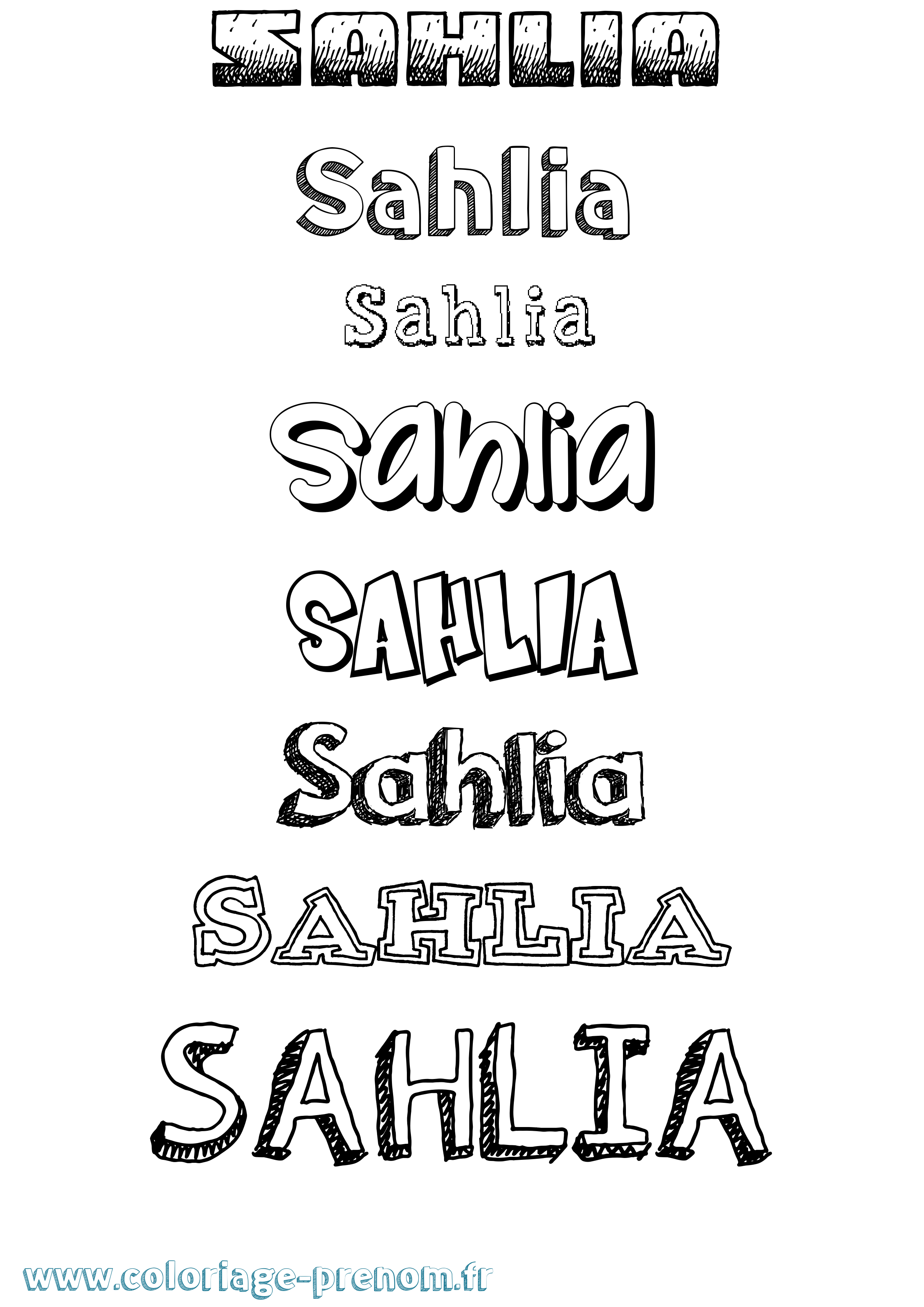 Coloriage Sahlia Dessiné Coloriage prénom Sahlia Dessiné