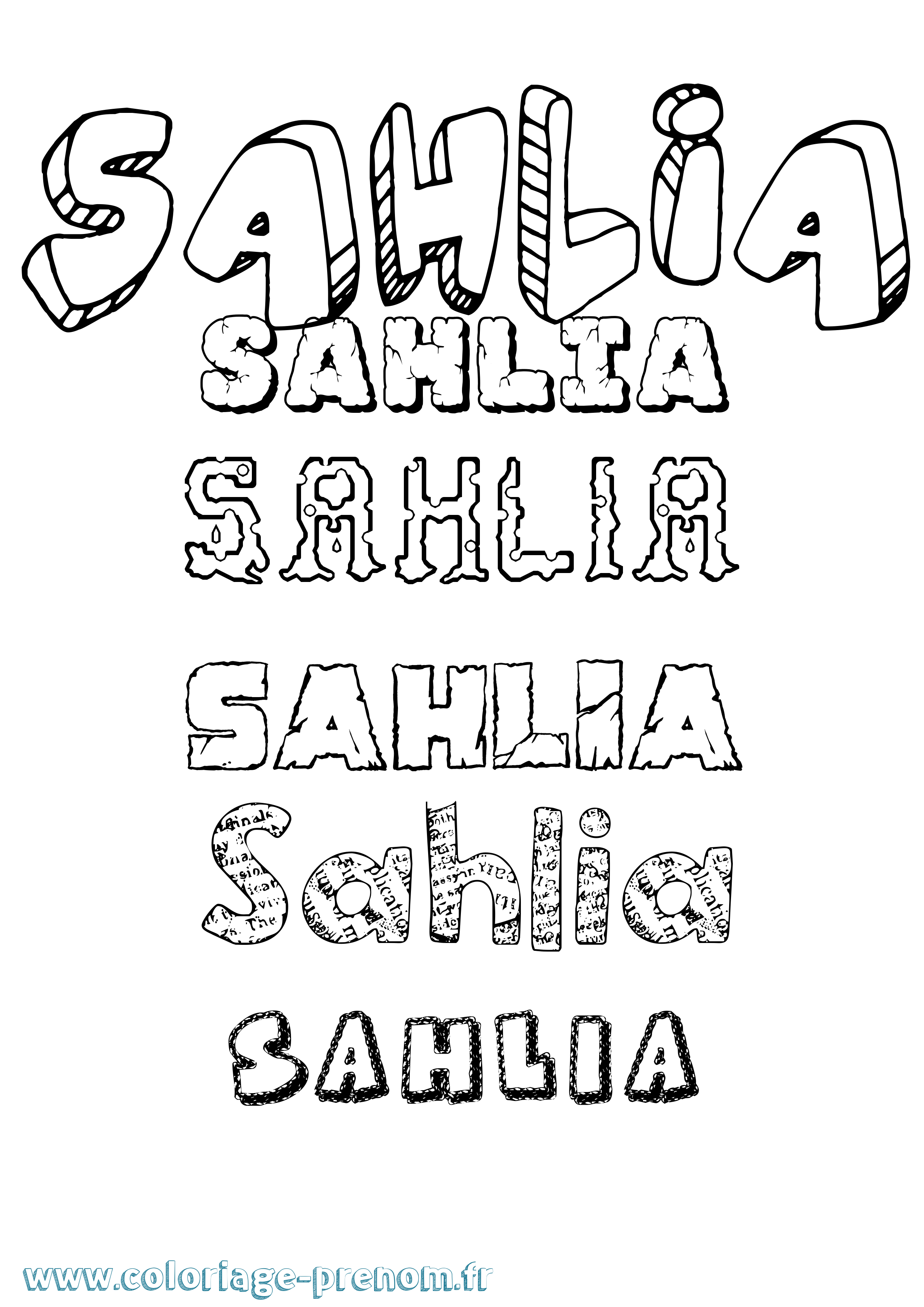 Coloriage Sahlia Destructuré Coloriage prénom Sahlia Destructuré