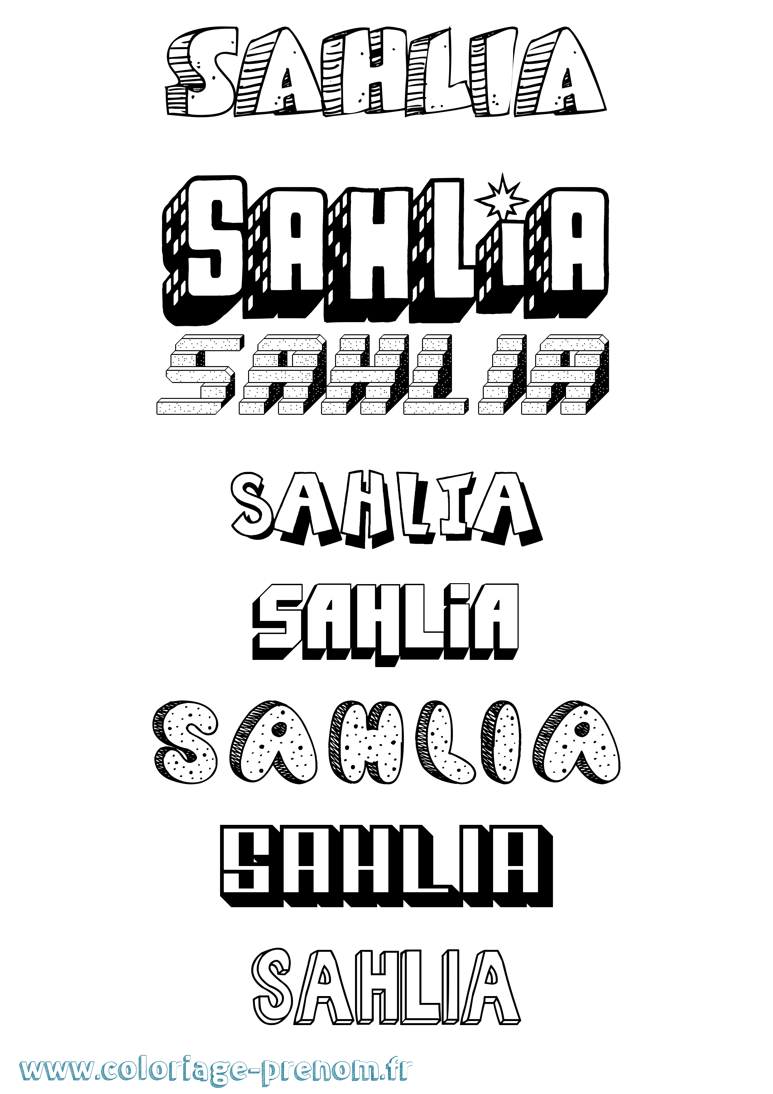 Coloriage Sahlia Effet 3D Coloriage prénom Sahlia Effet 3D