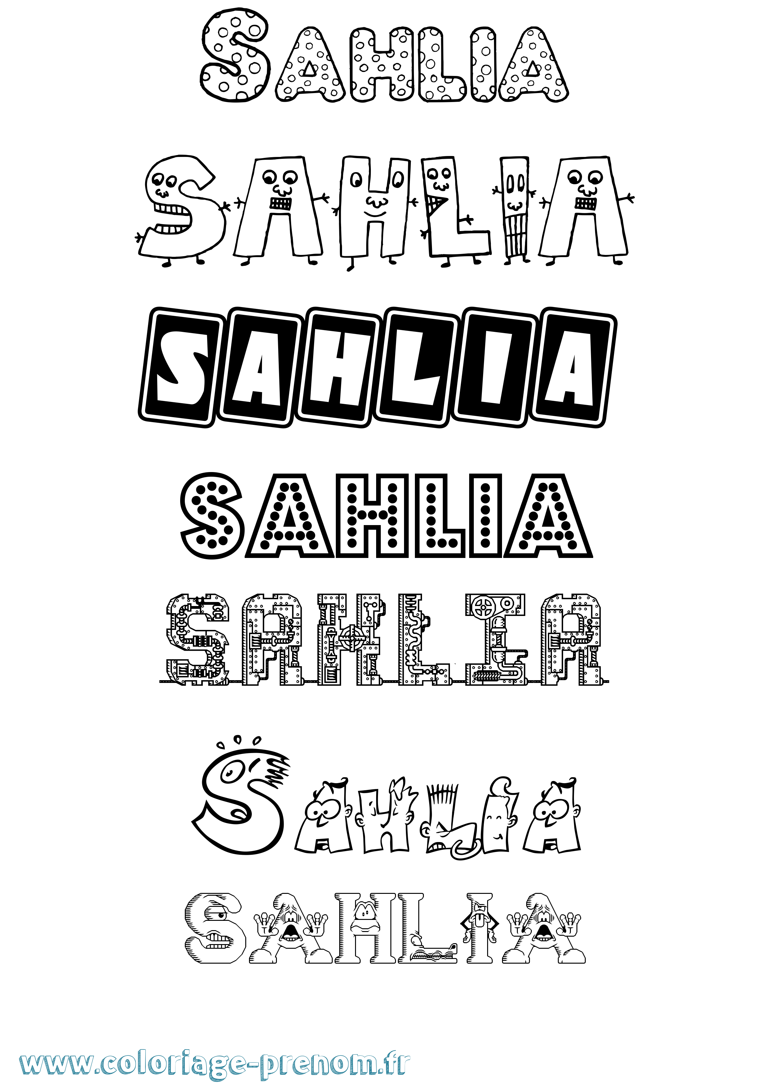 Coloriage Sahlia Fun Coloriage prénom Sahlia Fun