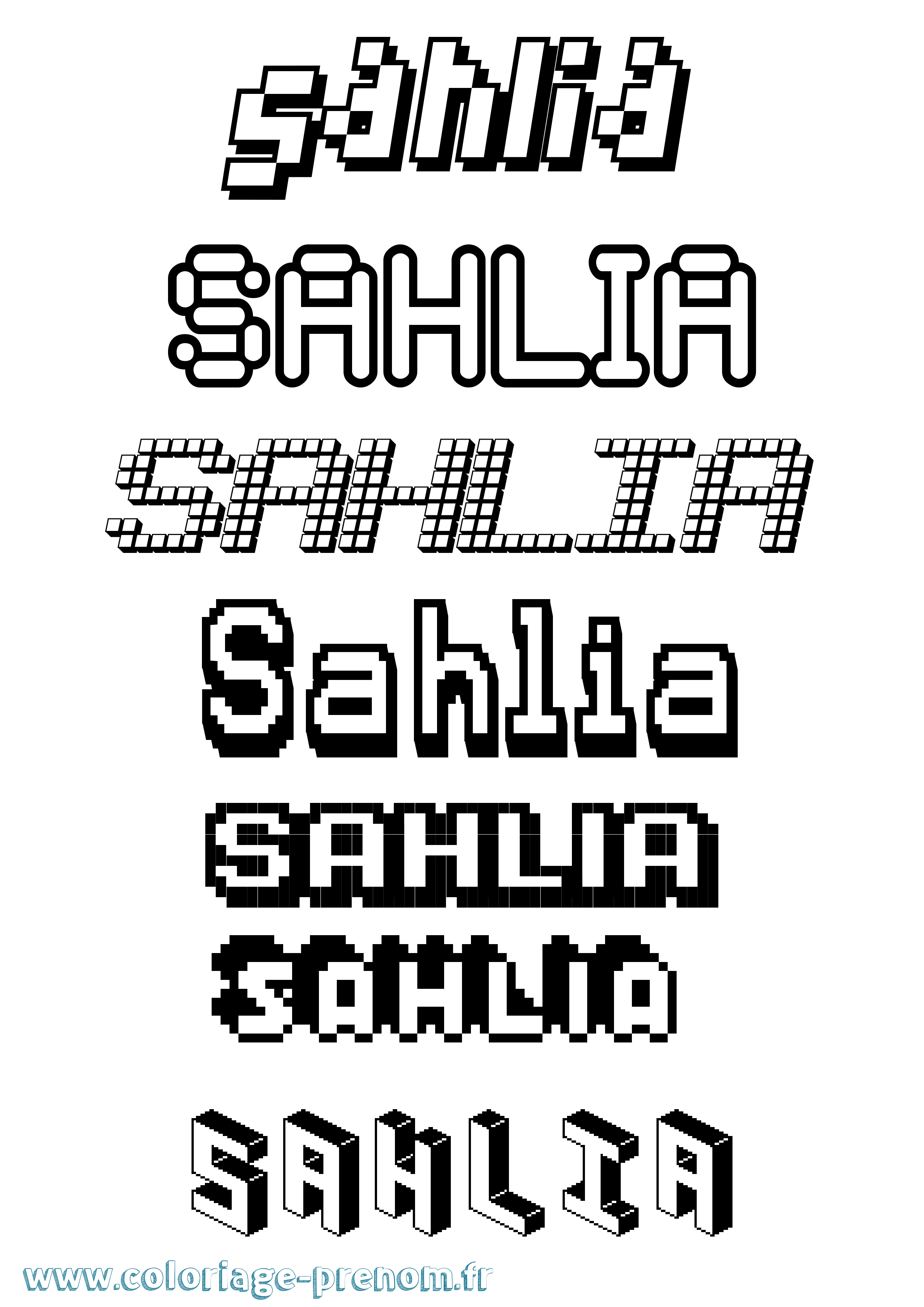 Coloriage Sahlia Pixel Coloriage prénom Sahlia Pixel