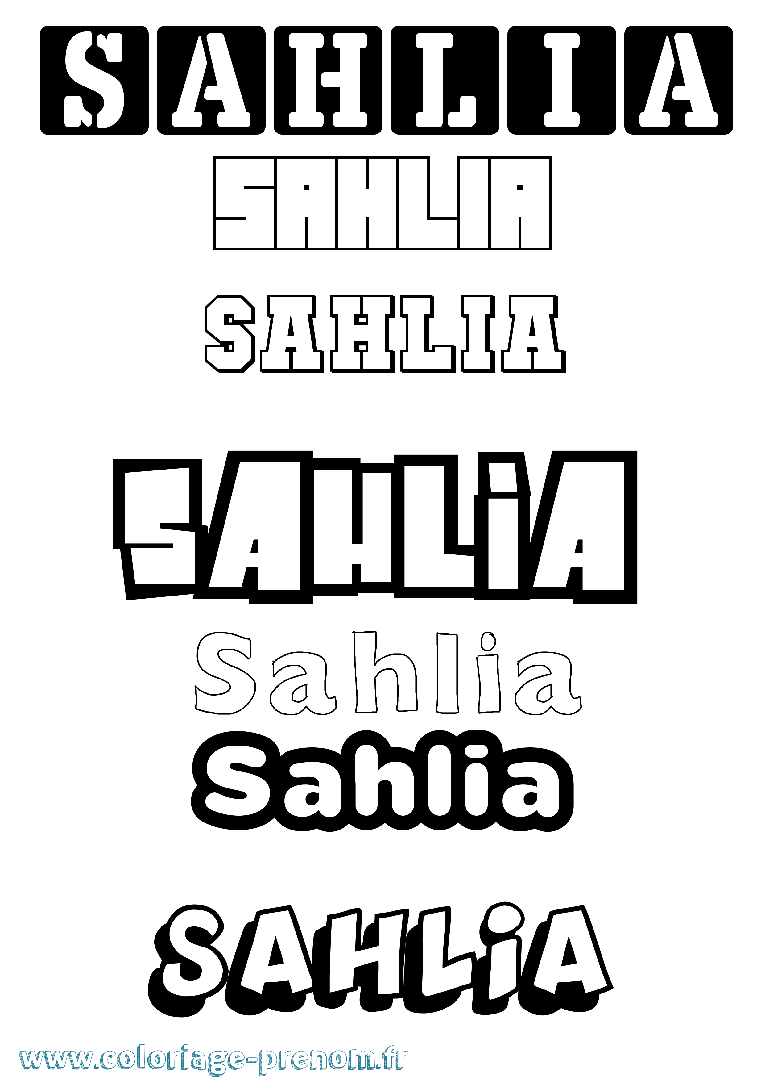 Coloriage Sahlia Simple Coloriage prénom Sahlia Simple