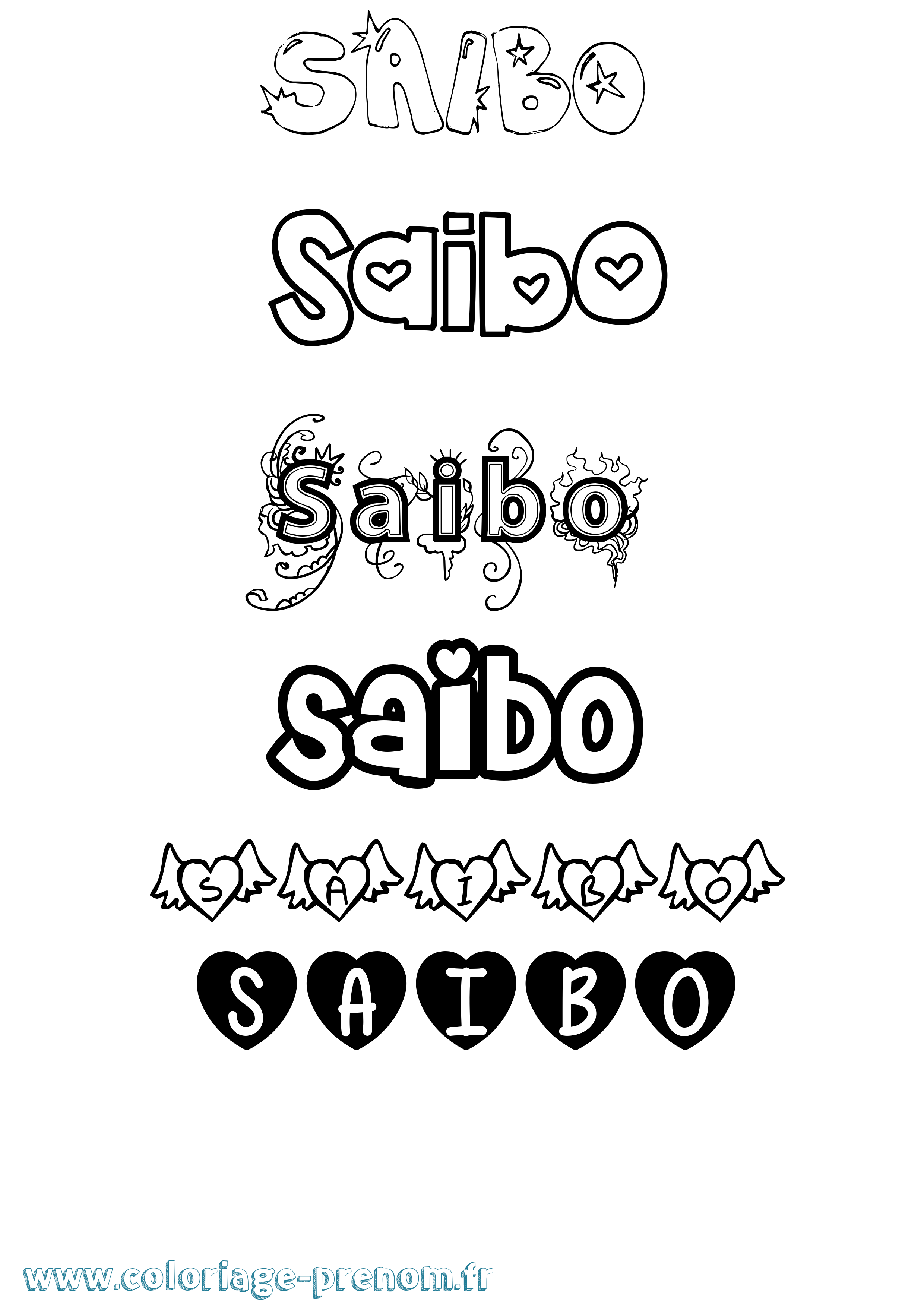 Coloriage Saibo Girly Coloriage prénom Saibo Girly
