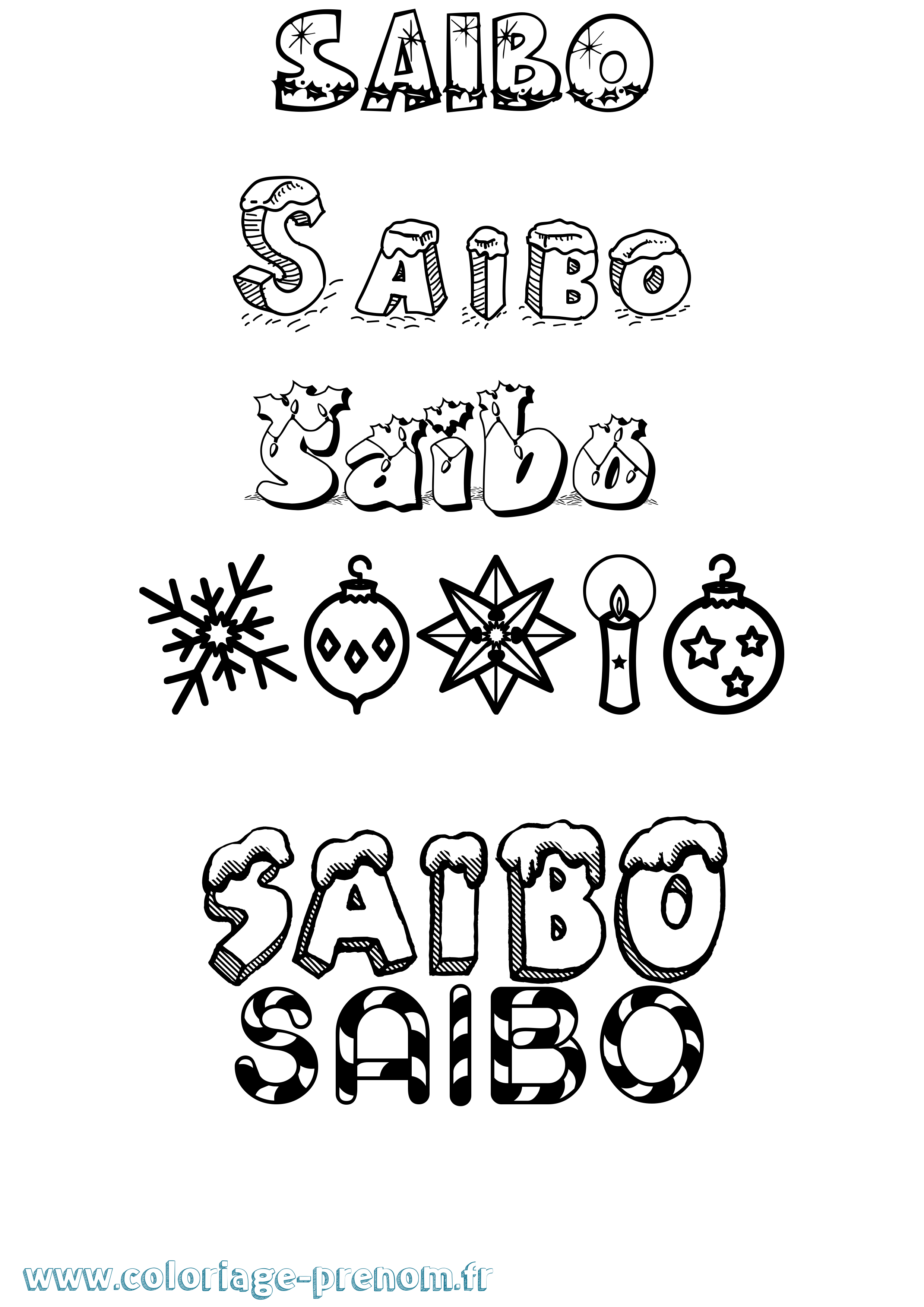 Coloriage Saibo Noël Coloriage prénom Saibo Noël