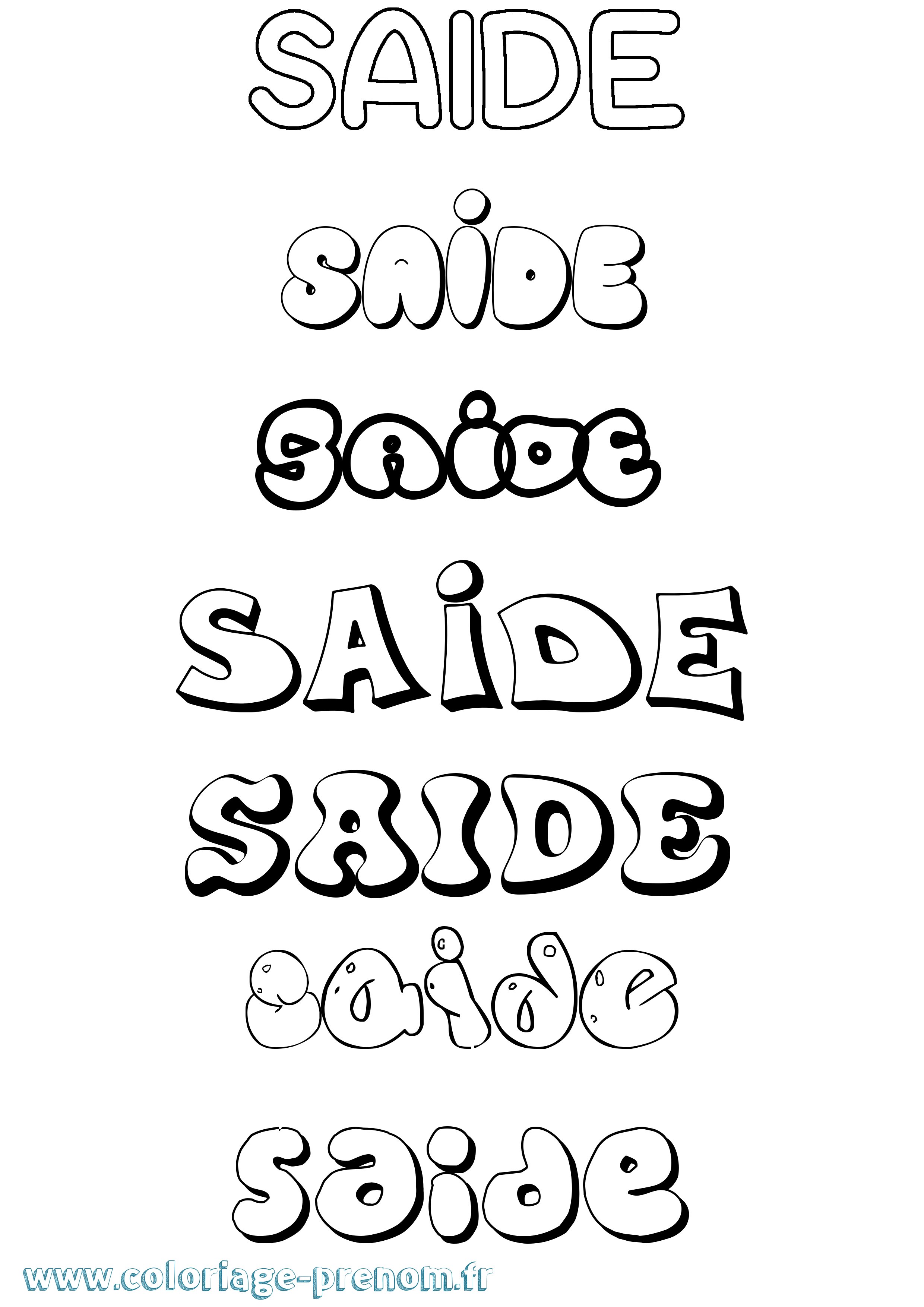 Coloriage Saide Bubble Coloriage prénom Saide Bubble