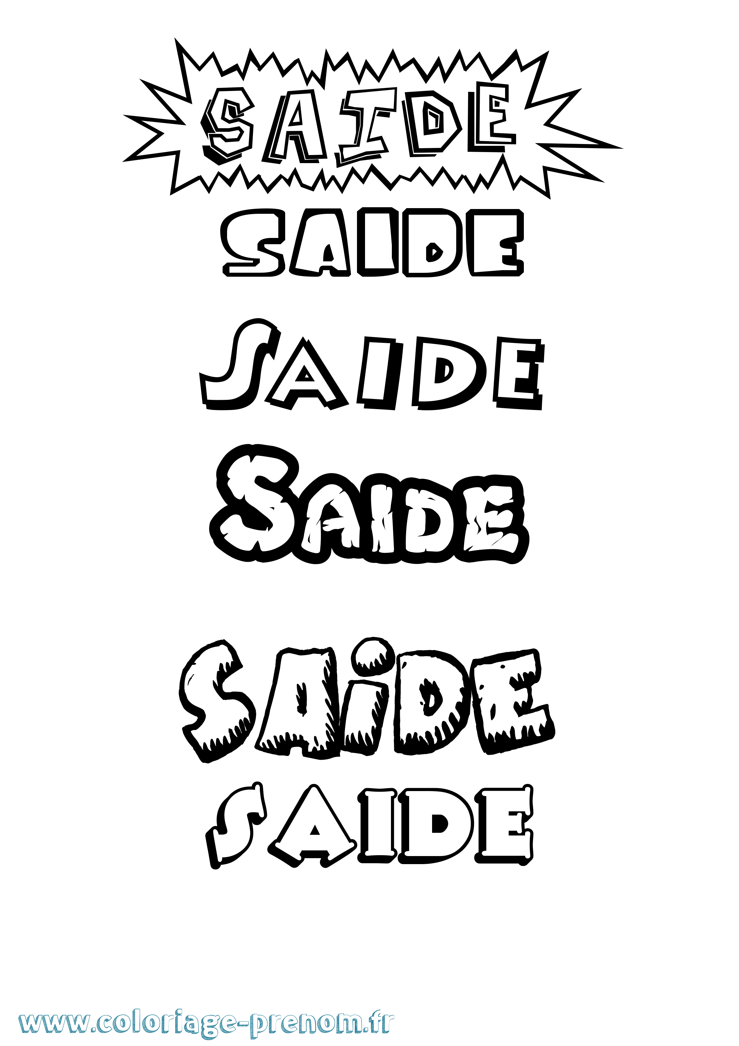 Coloriage Saide Dessin Animé Coloriage prénom Saide Dessin Animé
