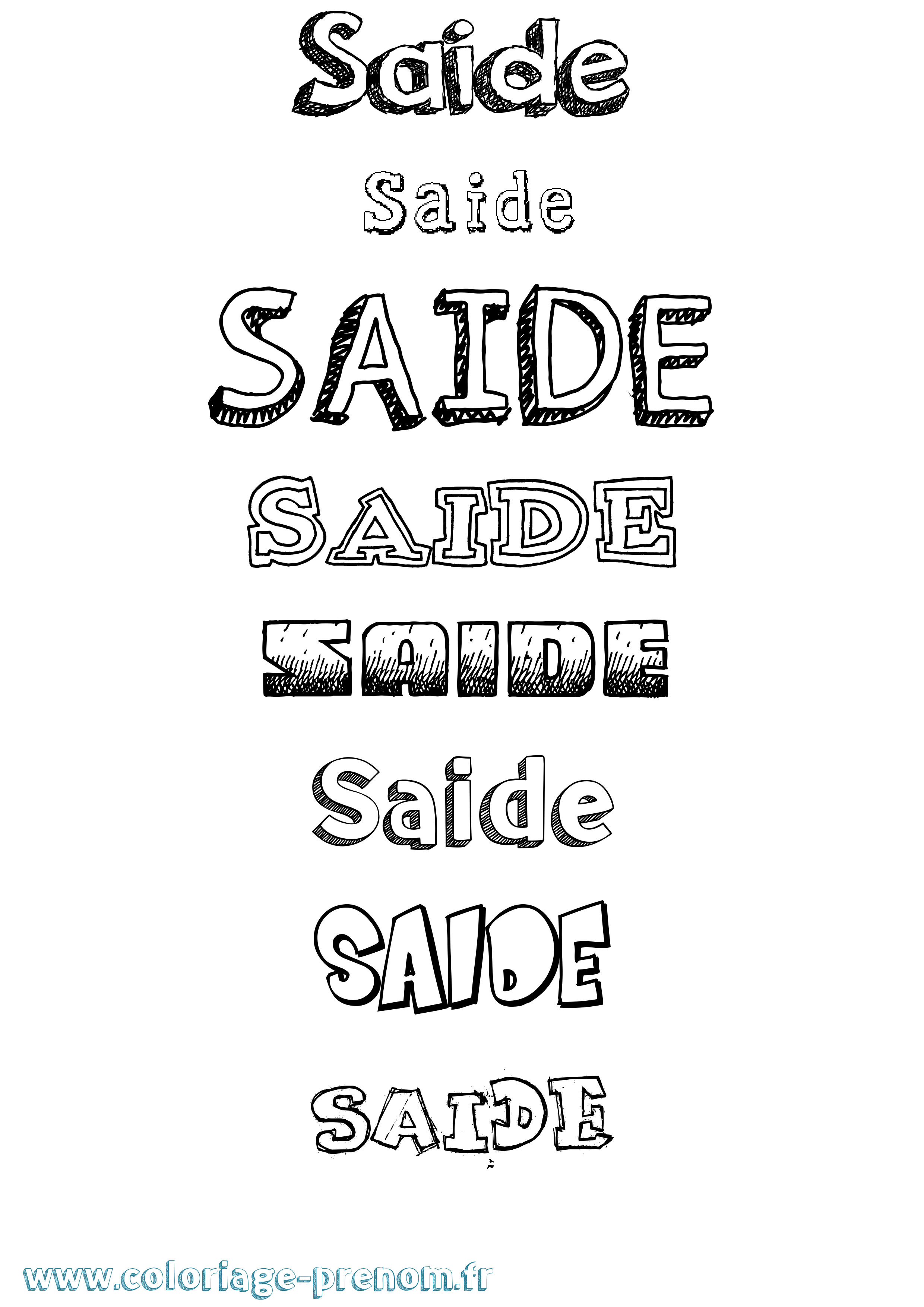 Coloriage Saide Dessiné Coloriage prénom Saide Dessiné