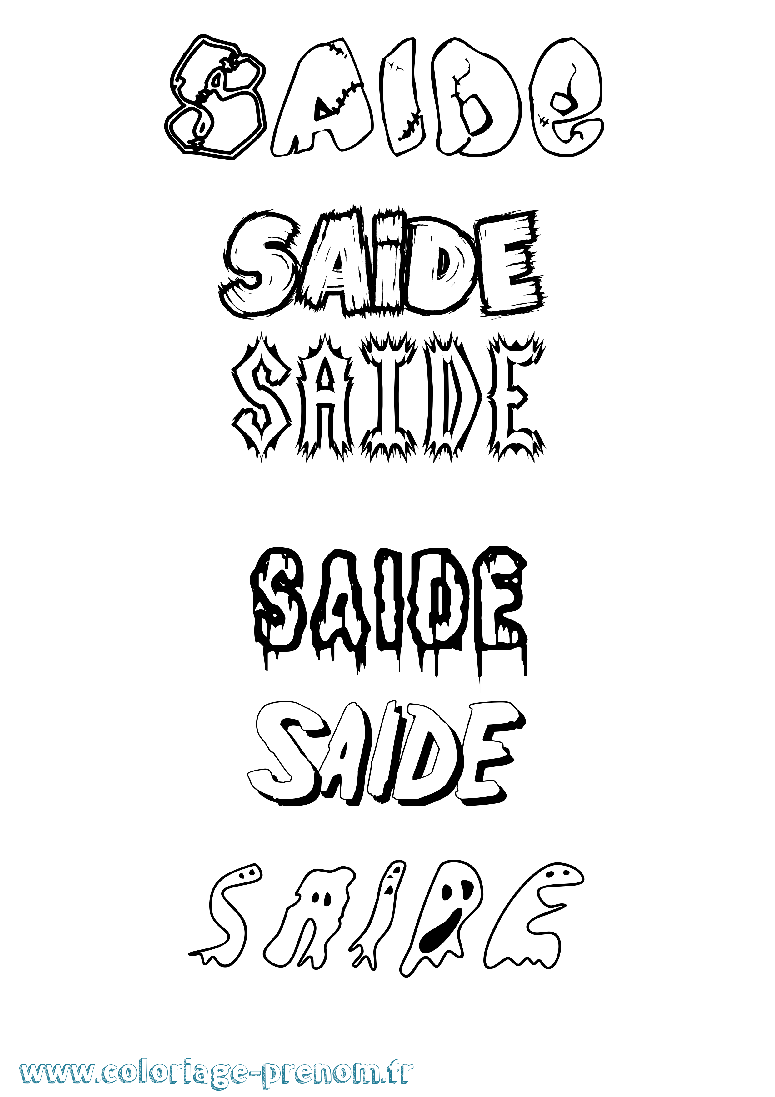 Coloriage Saide Frisson Coloriage prénom Saide Frisson
