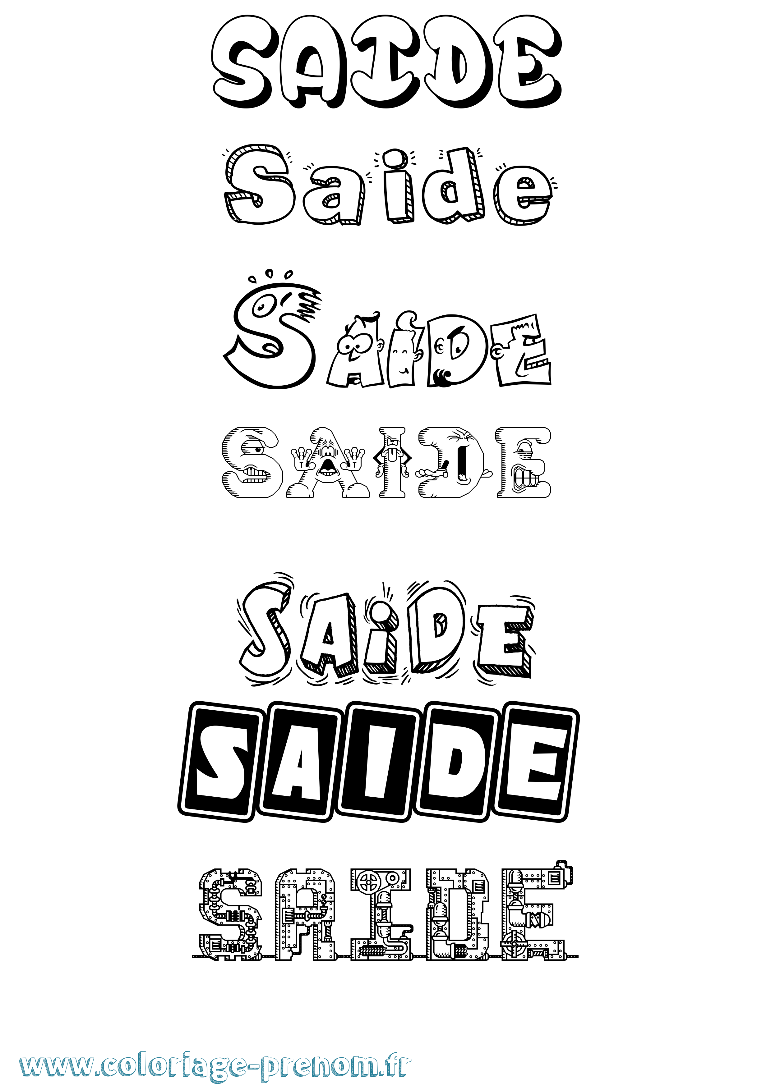 Coloriage Saide Fun Coloriage prénom Saide Fun