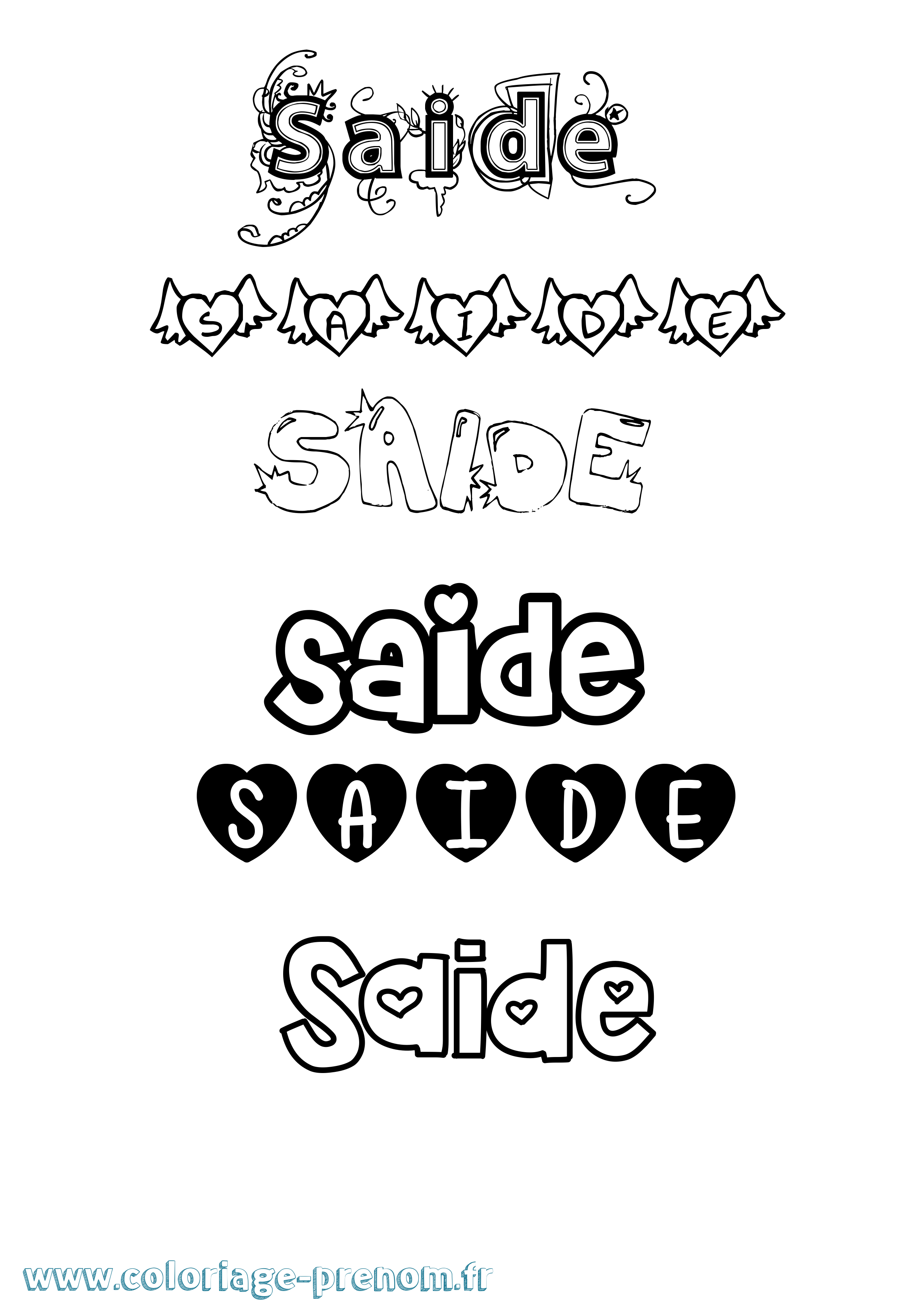 Coloriage Saide Girly Coloriage prénom Saide Girly