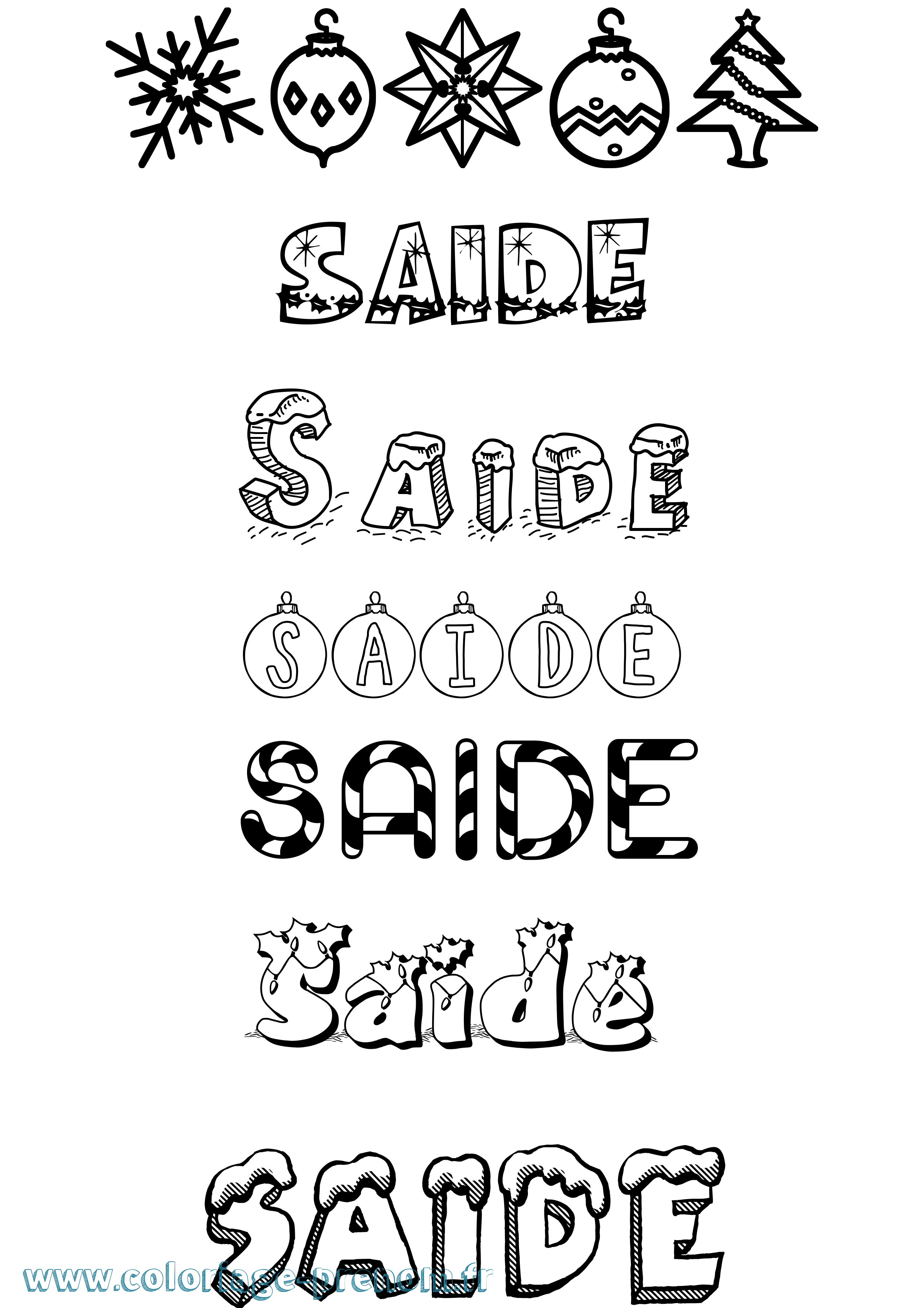Coloriage Saide Noël Coloriage prénom Saide Noël