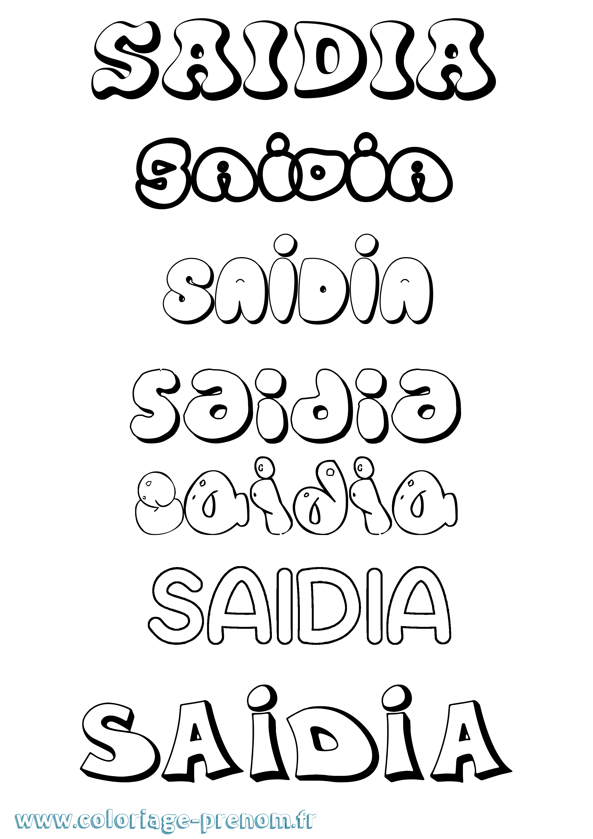 Coloriage Saidia Bubble Coloriage prénom Saidia Bubble