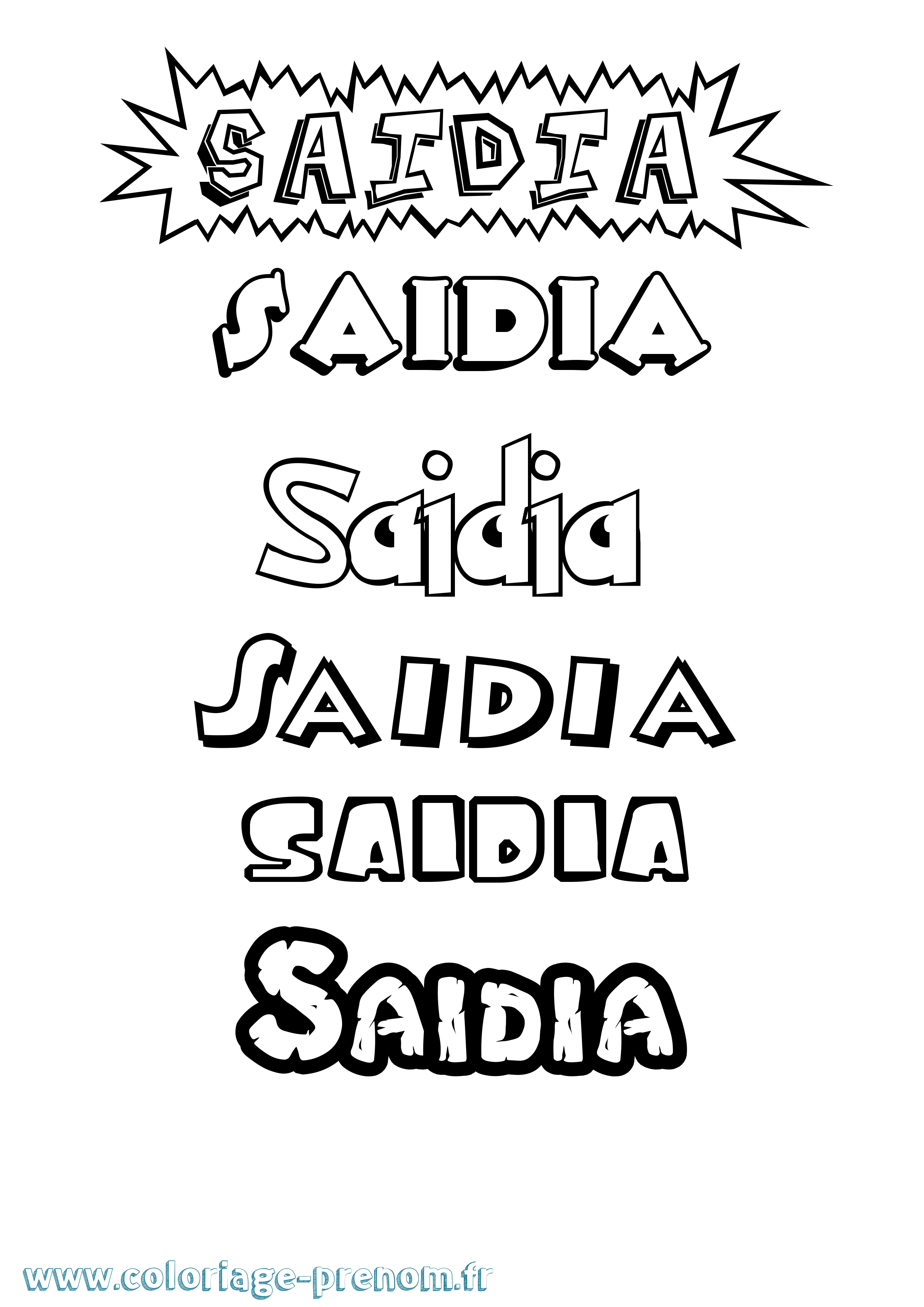 Coloriage Saidia Dessin Animé Coloriage prénom Saidia Dessin Animé