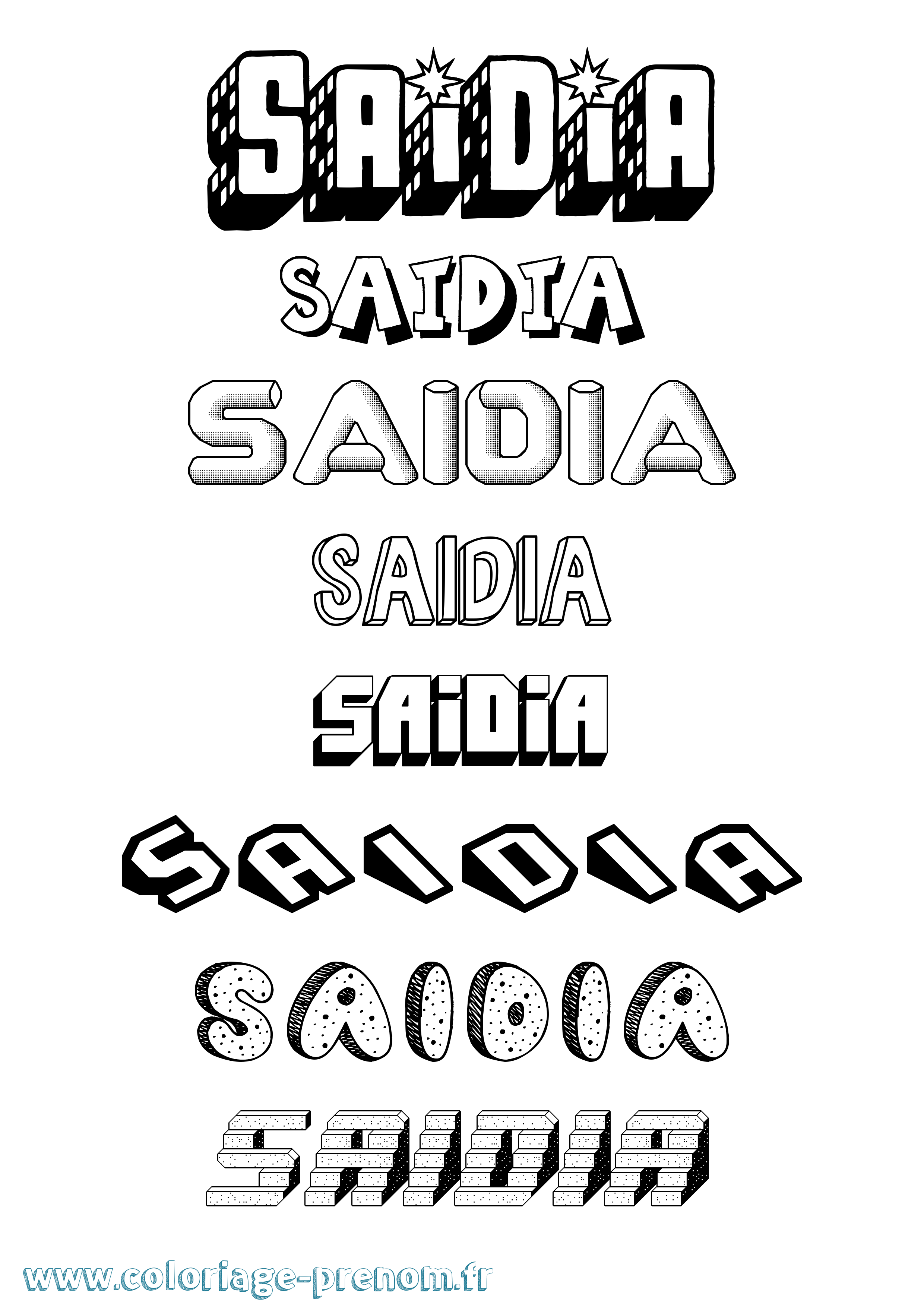 Coloriage Saidia Effet 3D Coloriage prénom Saidia Effet 3D