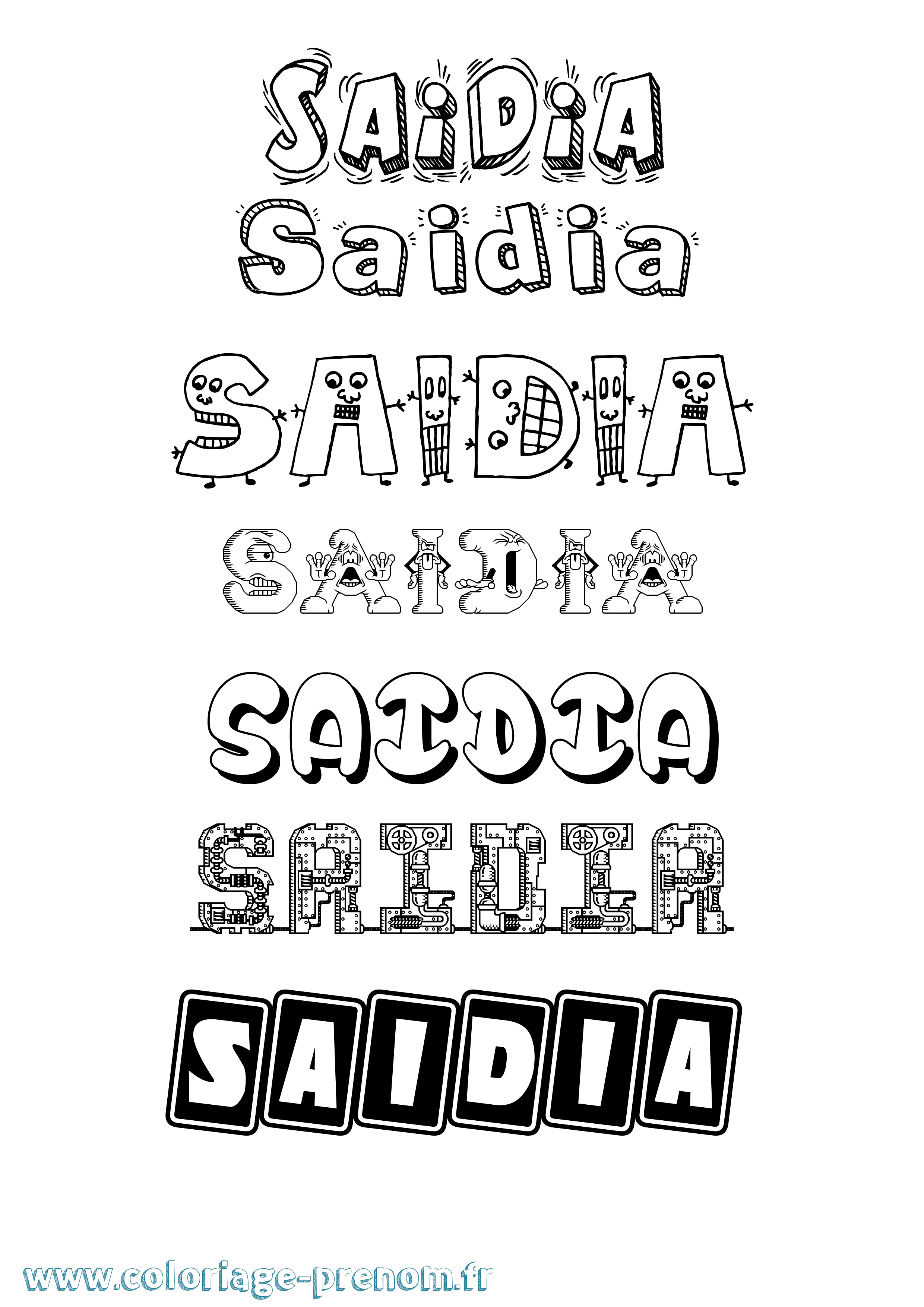 Coloriage Saidia Fun Coloriage prénom Saidia Fun
