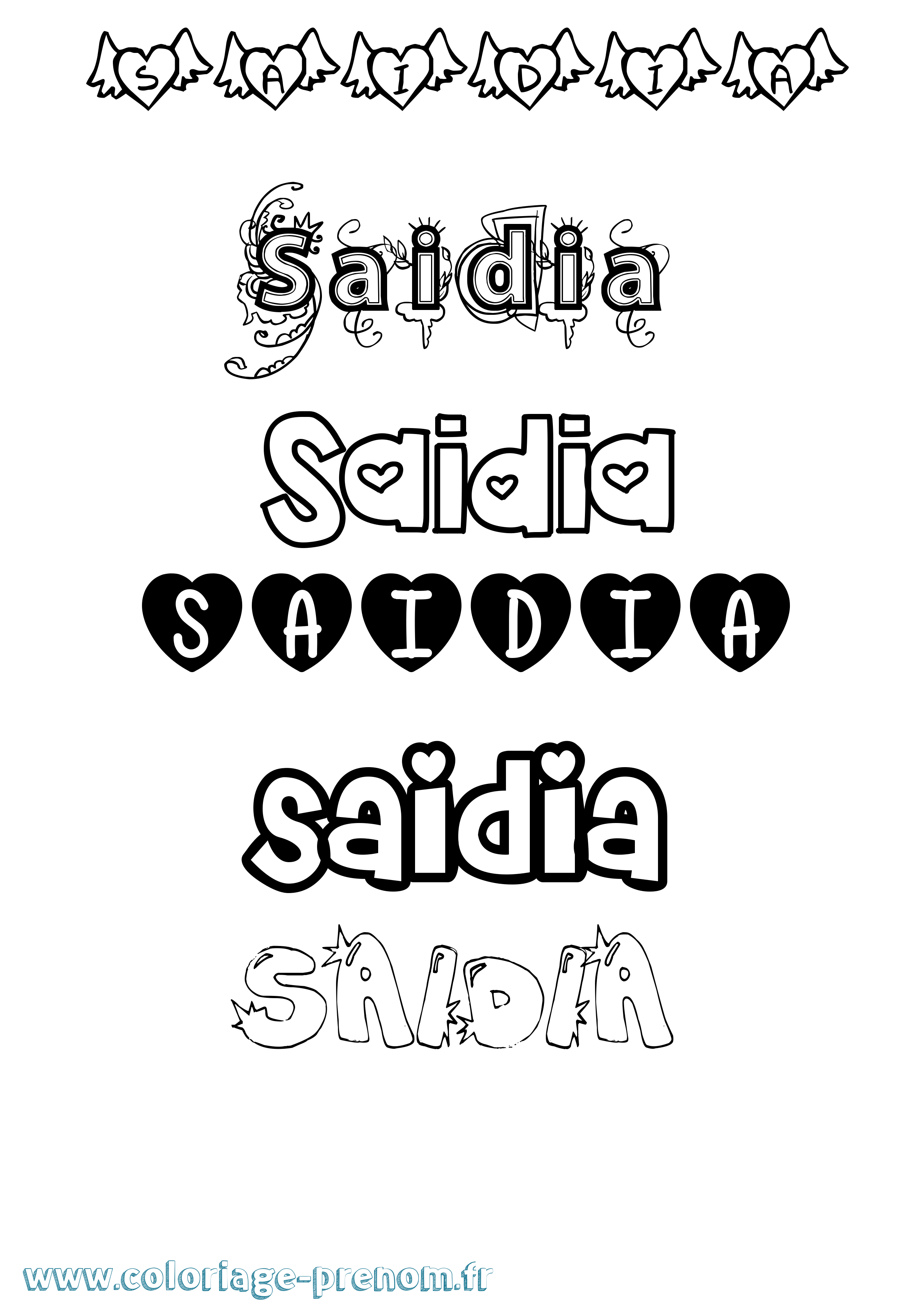 Coloriage Saidia Girly Coloriage prénom Saidia Girly