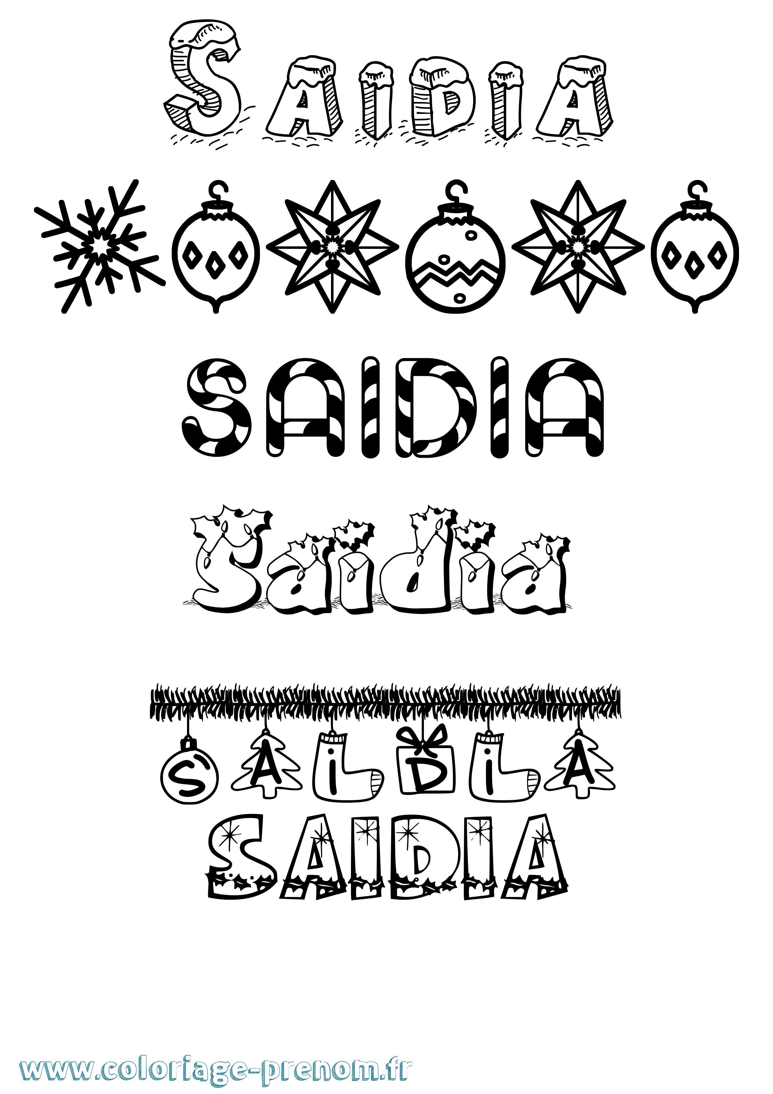 Coloriage Saidia Noël Coloriage prénom Saidia Noël