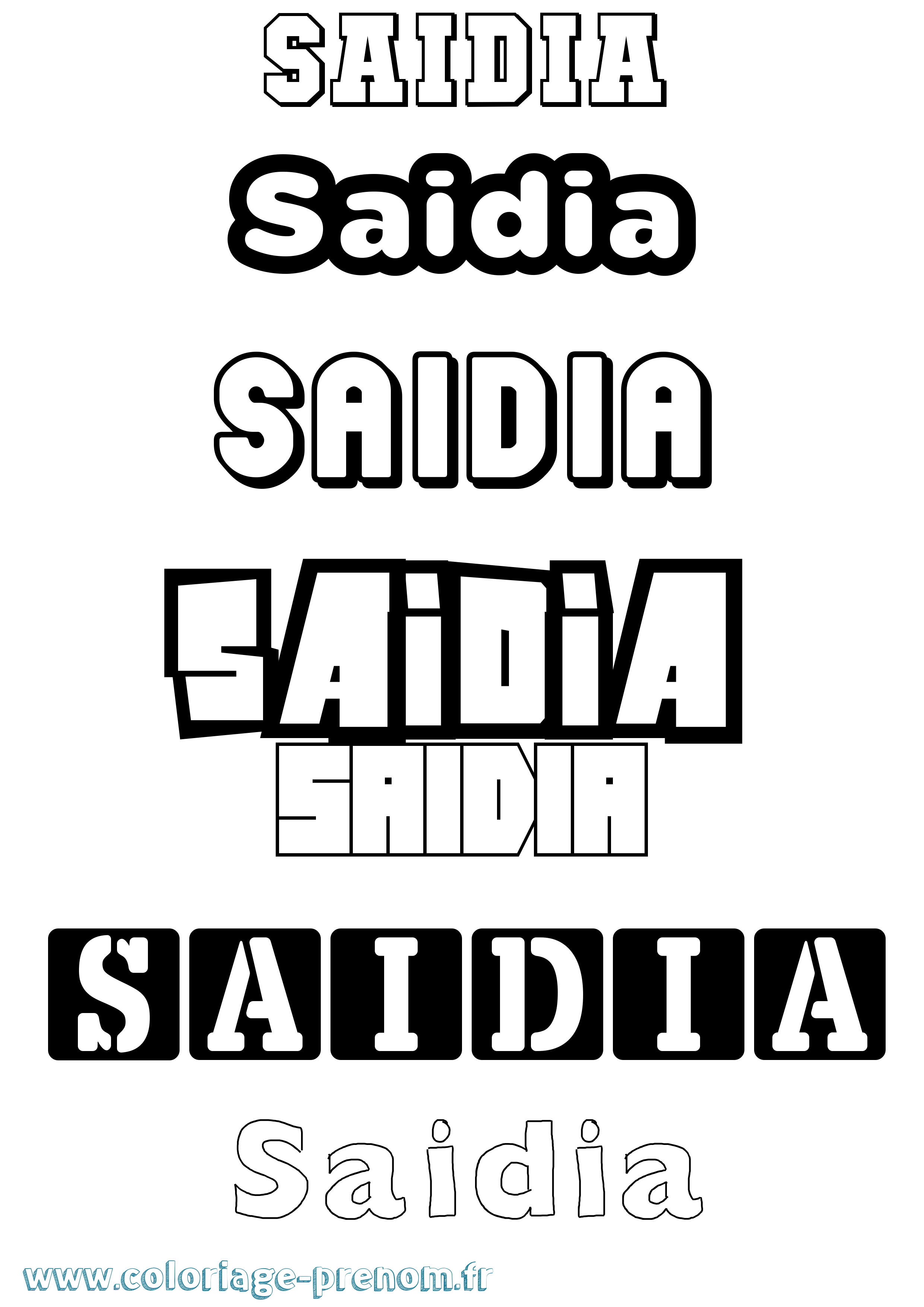 Coloriage Saidia Simple Coloriage prénom Saidia Simple