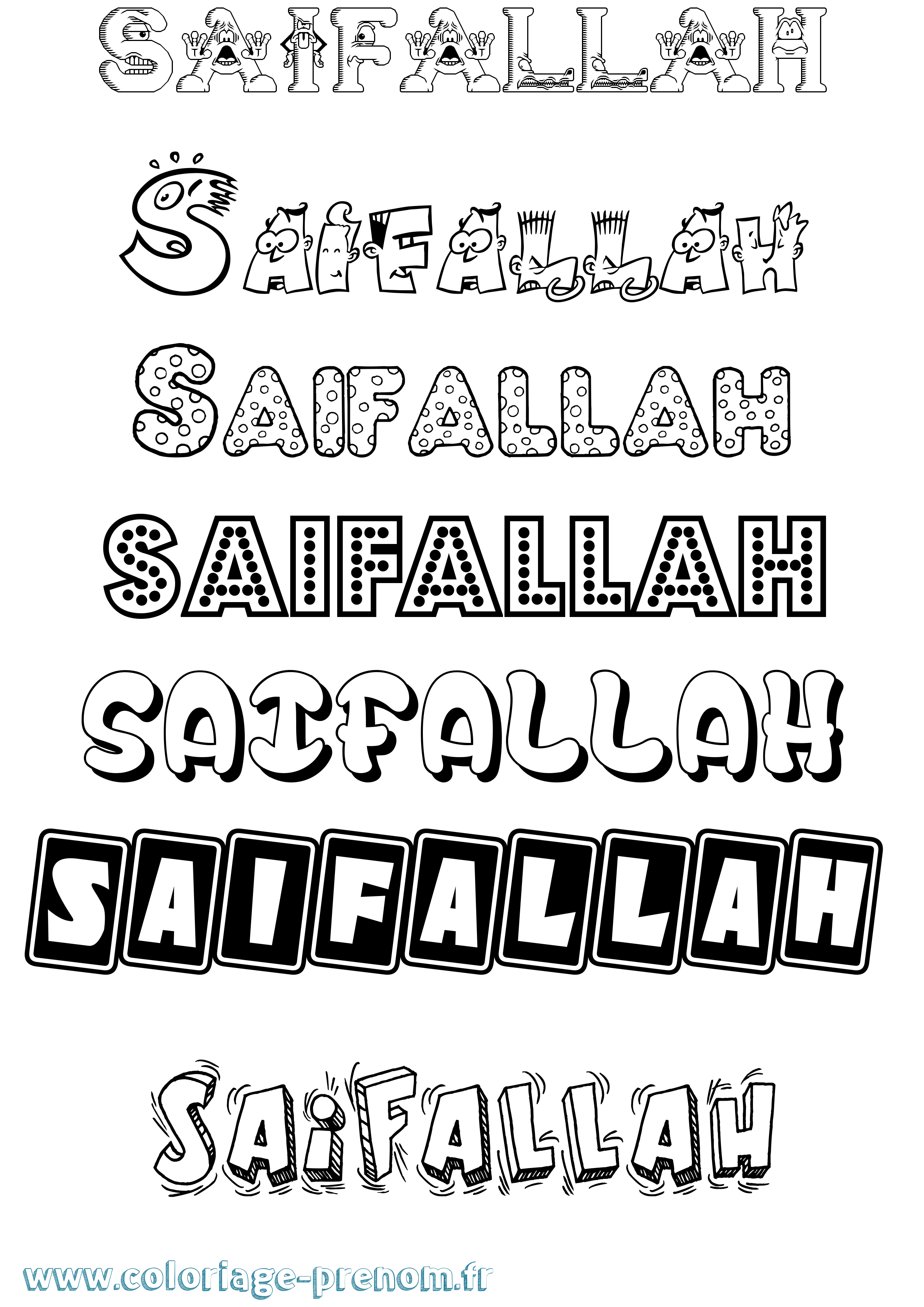 Coloriage Saifallah Fun Coloriage prénom Saifallah Fun