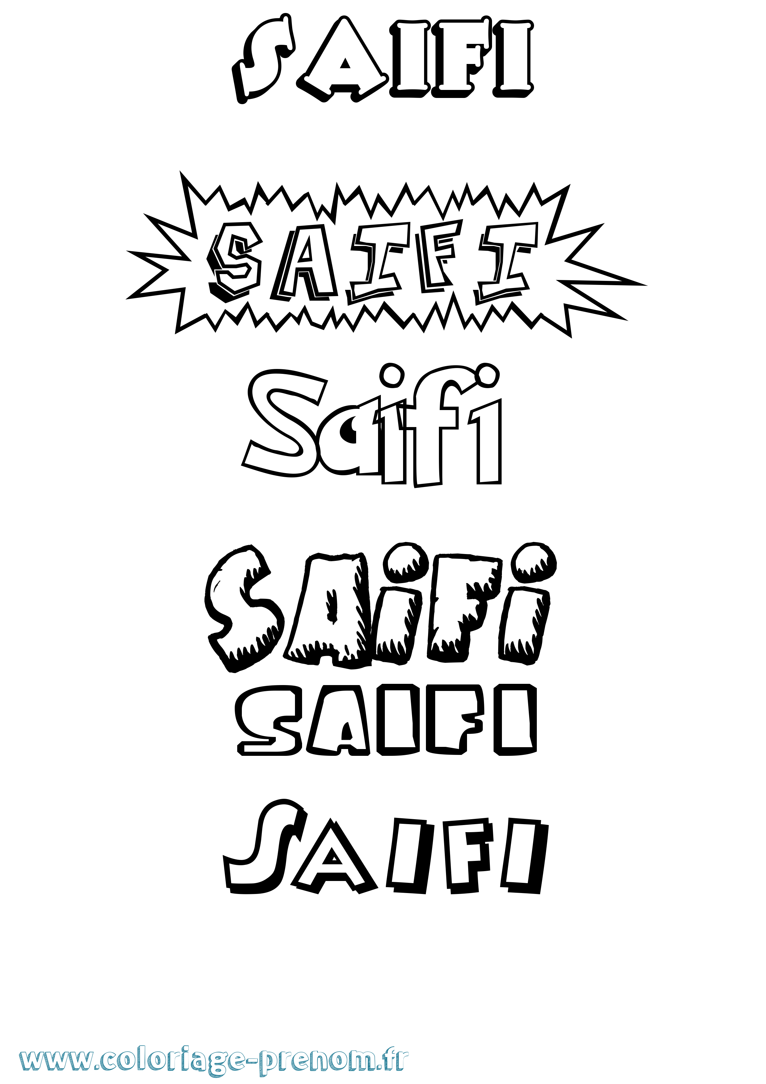 Coloriage Saifi Dessin Animé Coloriage prénom Saifi Dessin Animé