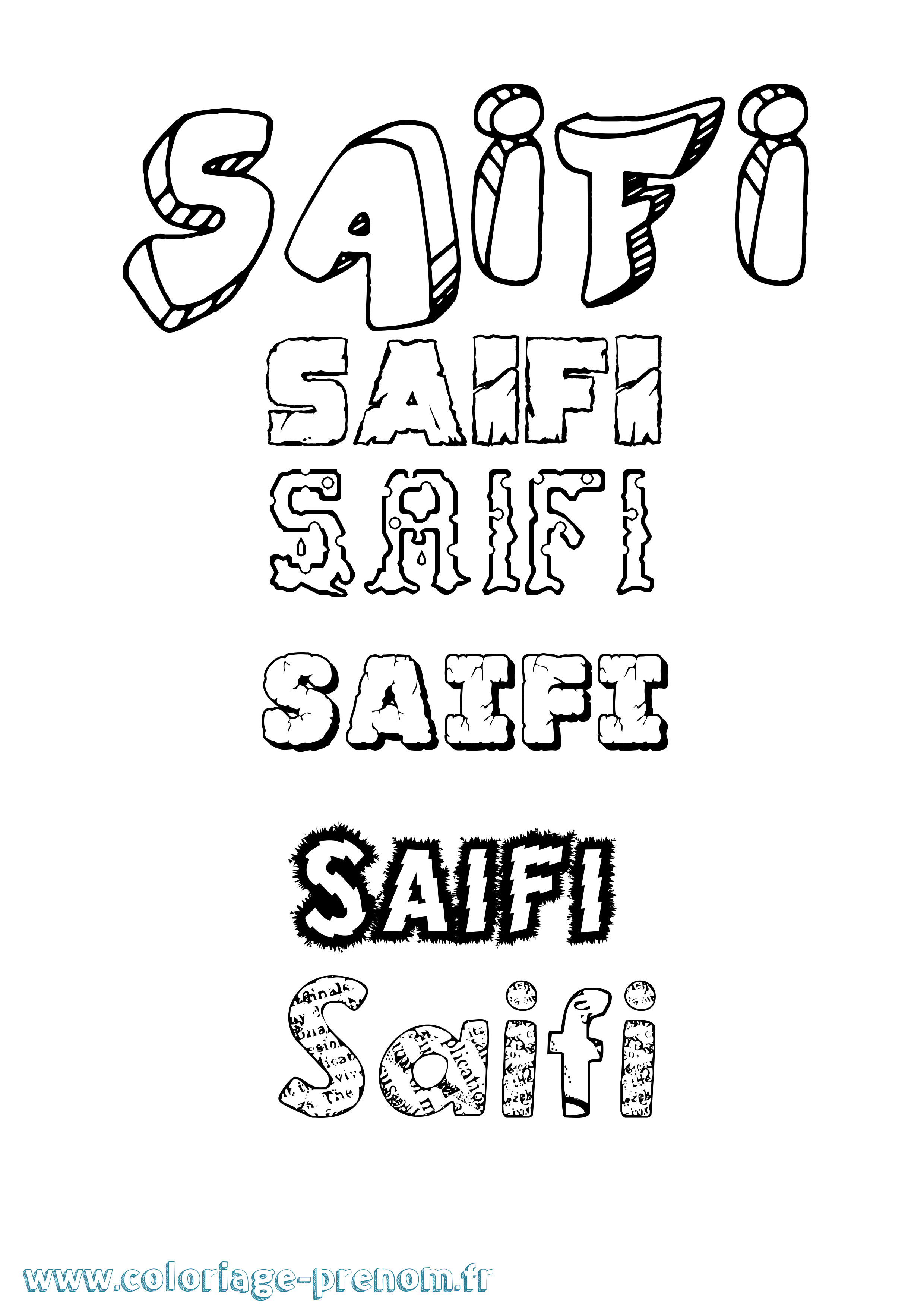 Coloriage Saifi Destructuré Coloriage prénom Saifi Destructuré