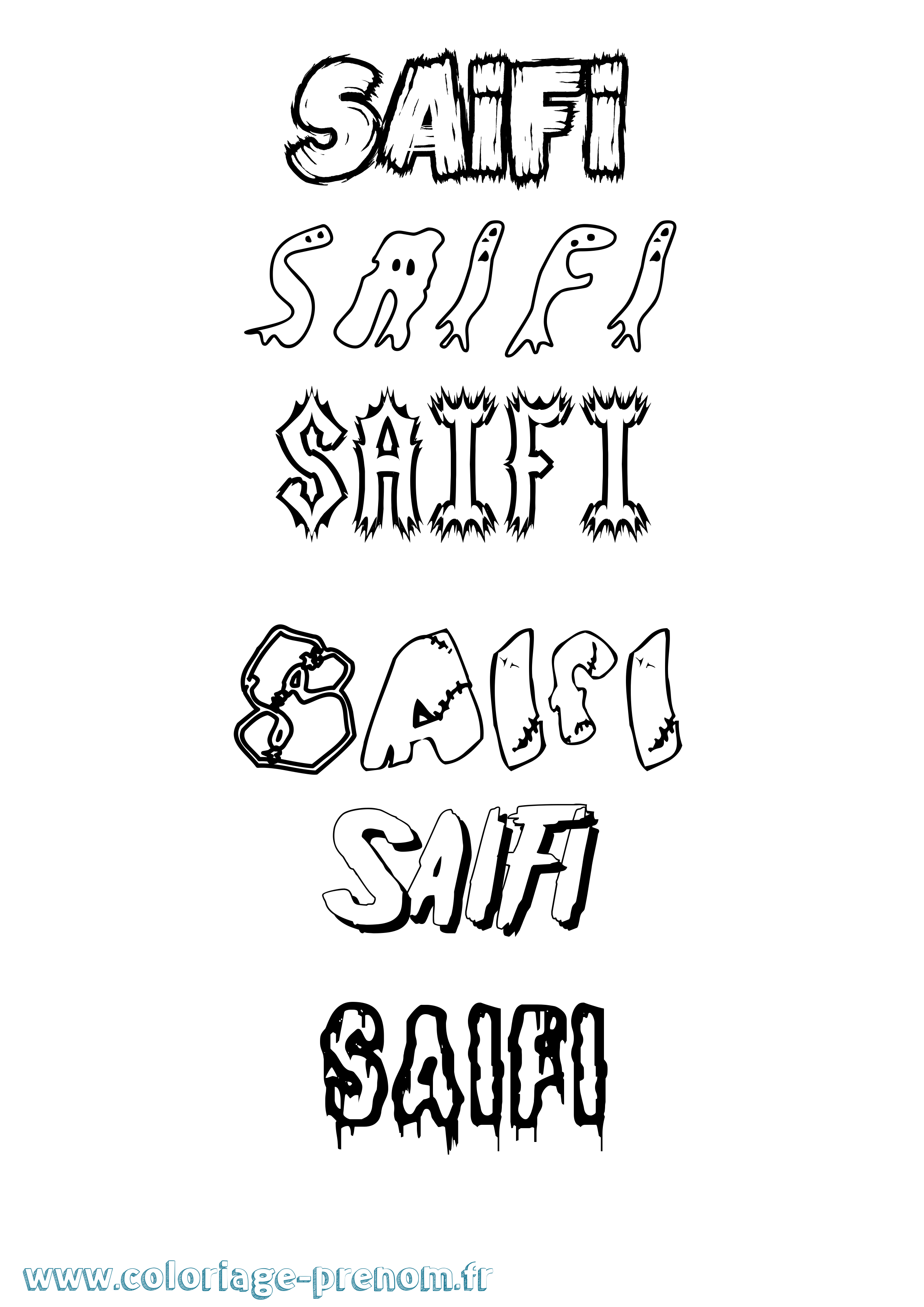 Coloriage Saifi Frisson Coloriage prénom Saifi Frisson