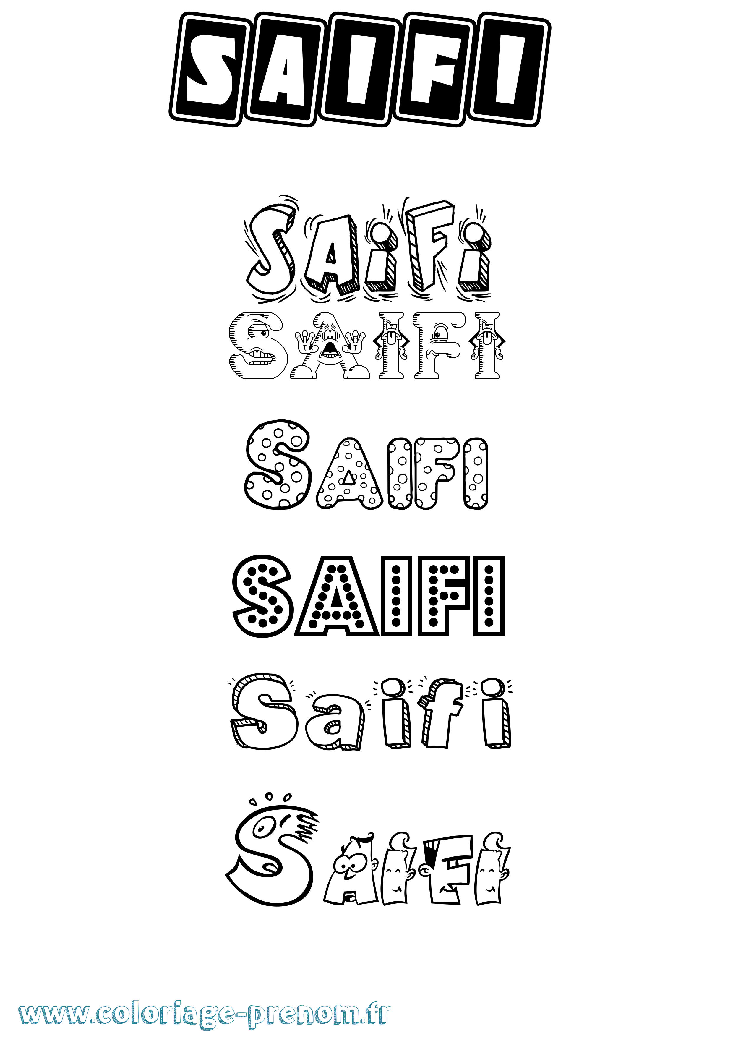 Coloriage Saifi Fun Coloriage prénom Saifi Fun