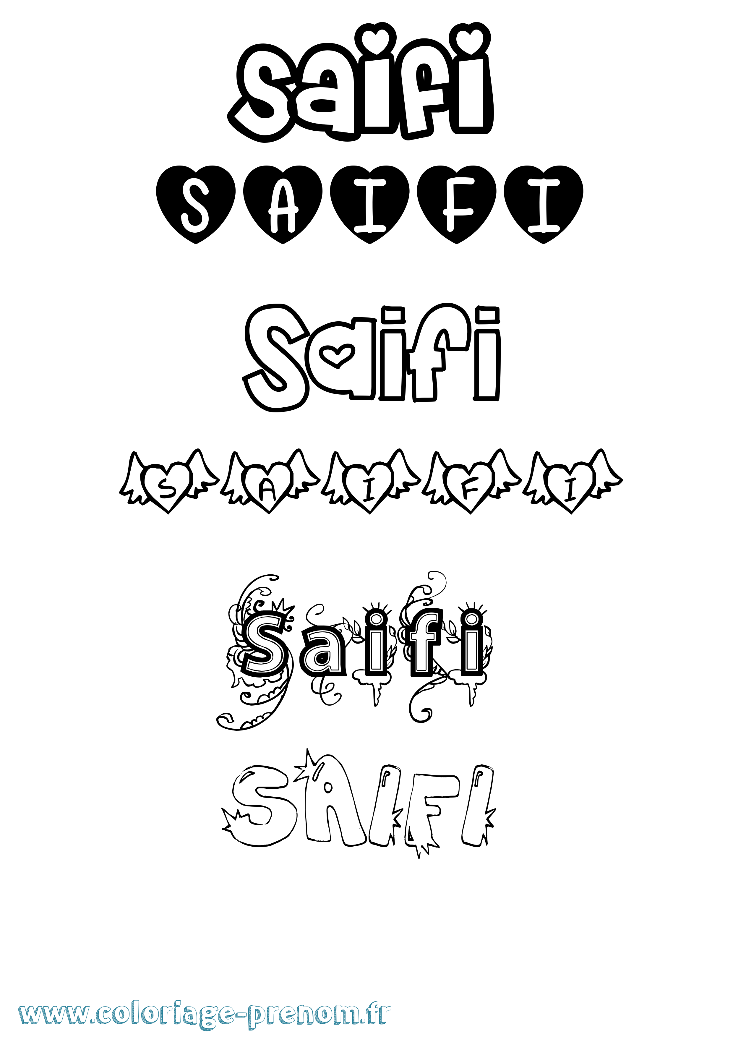Coloriage Saifi Girly Coloriage prénom Saifi Girly