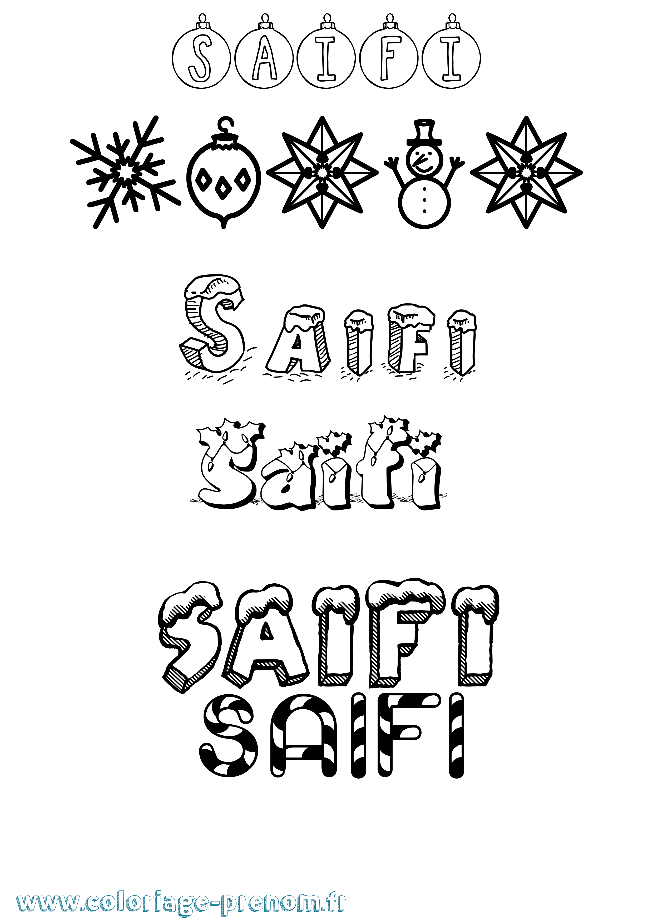 Coloriage Saifi Noël Coloriage prénom Saifi Noël