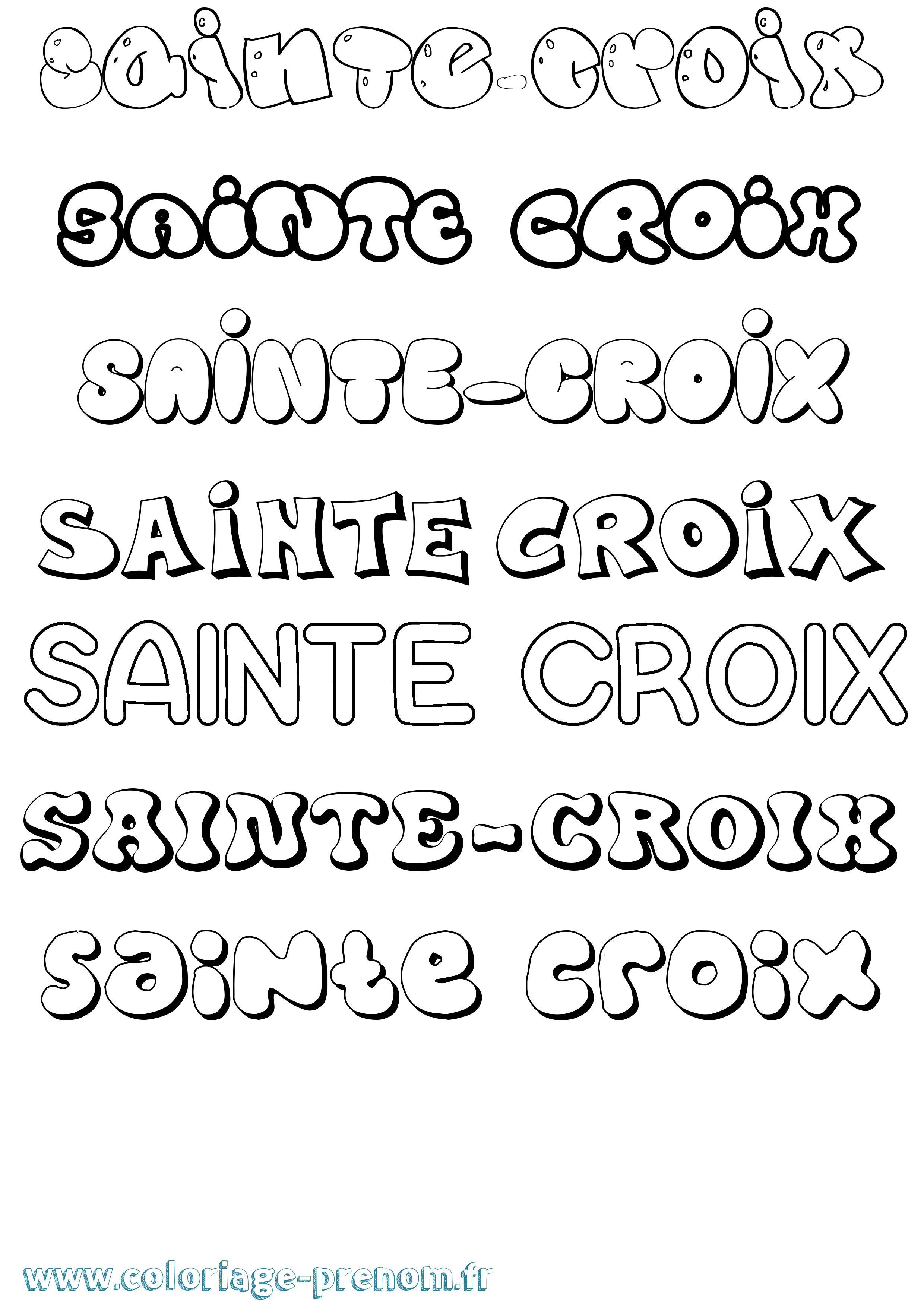 Coloriage Sainte-Croix Bubble Coloriage prénom Sainte-Croix Bubble