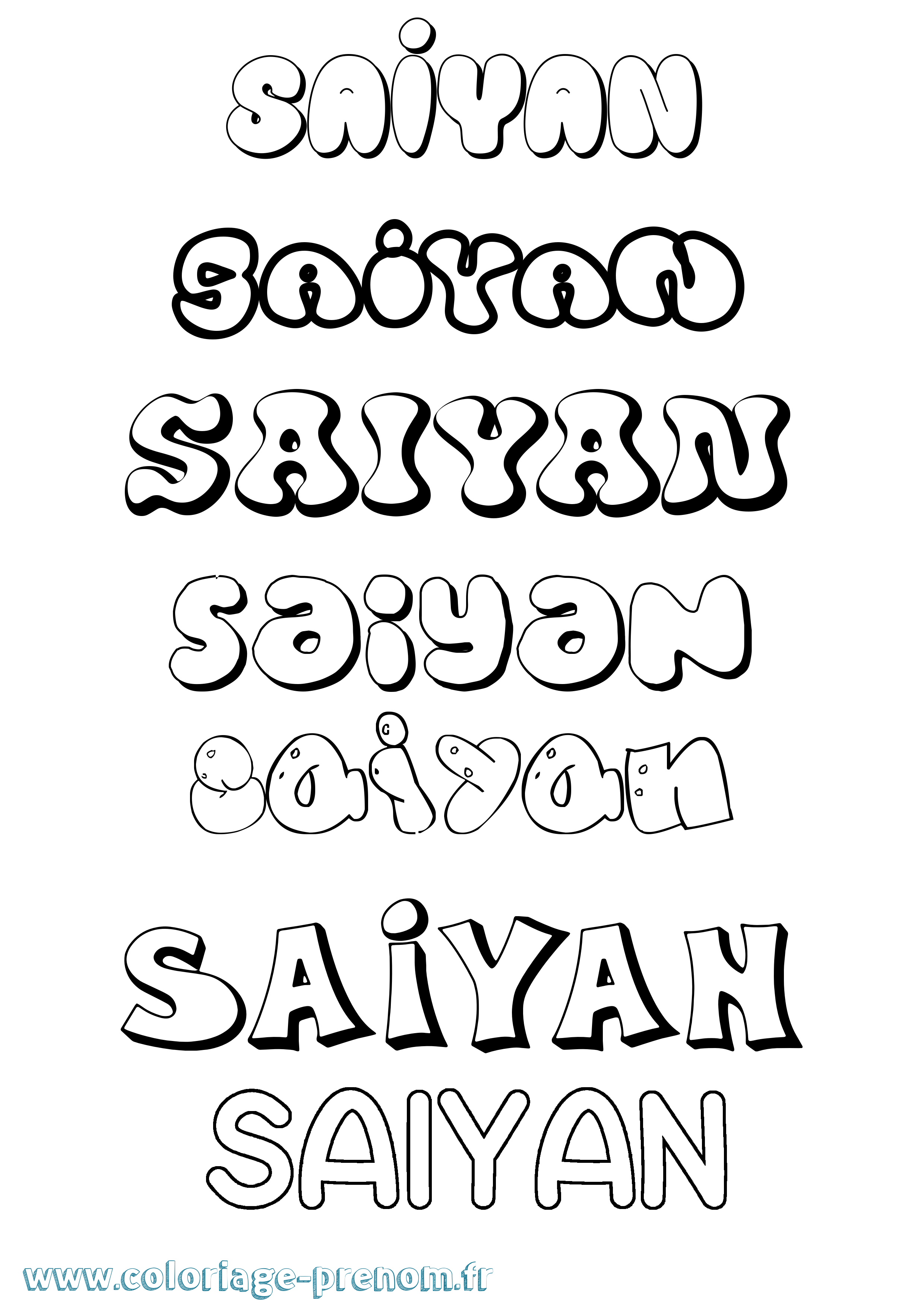 Coloriage Saiyan Bubble Coloriage prénom Saiyan Bubble