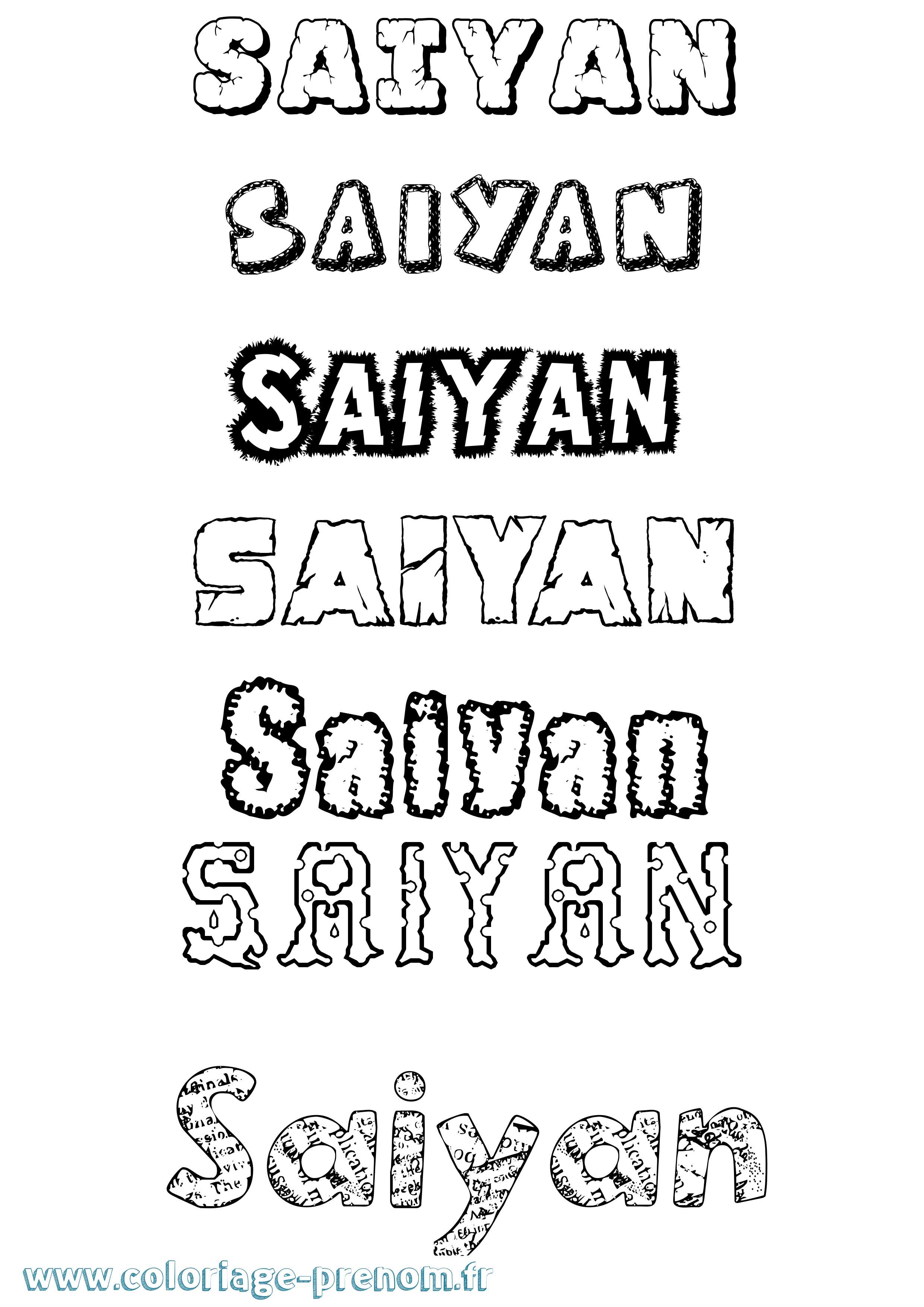 Coloriage Saiyan Destructuré Coloriage prénom Saiyan Destructuré