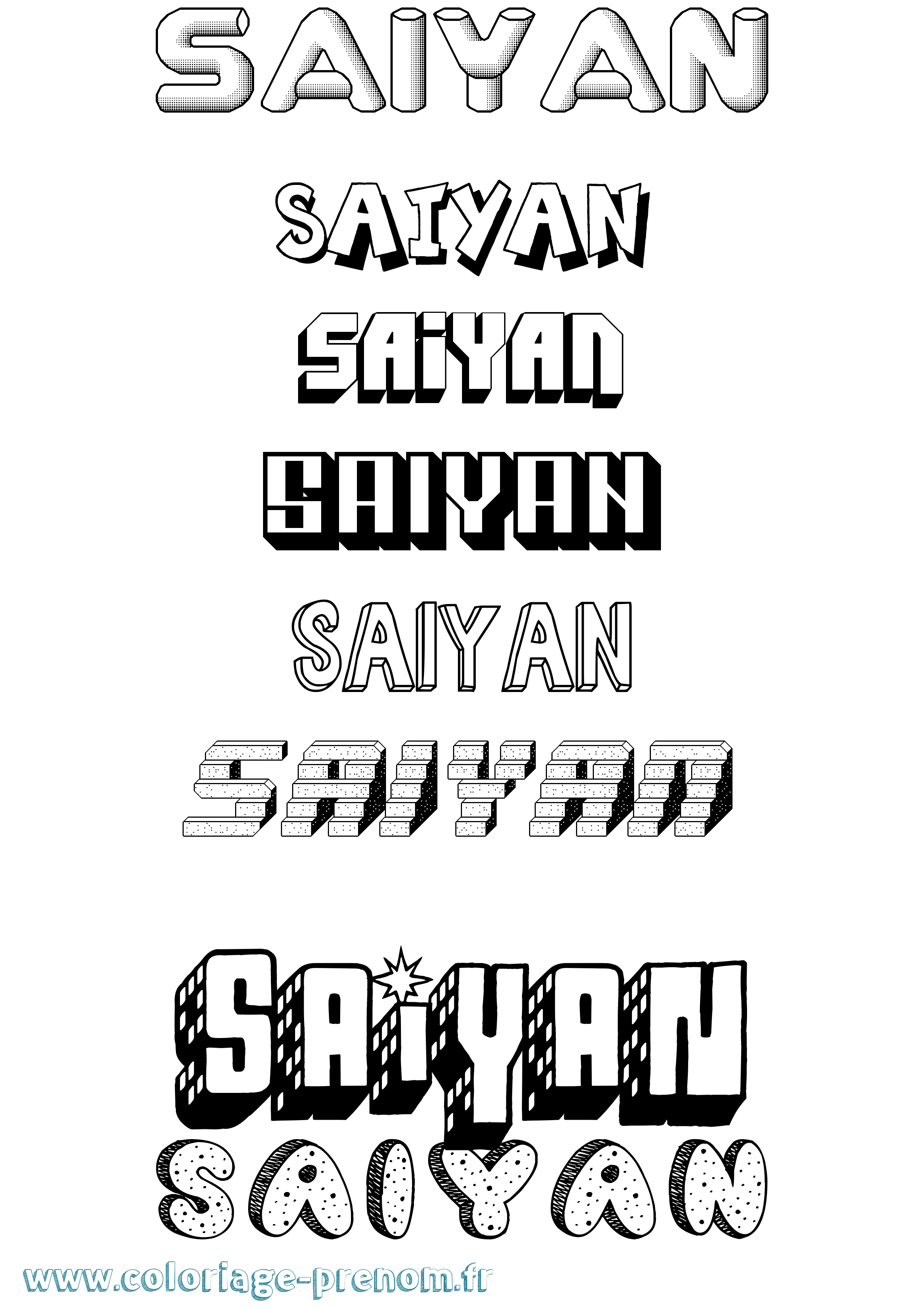 Coloriage Saiyan Effet 3D Coloriage prénom Saiyan Effet 3D