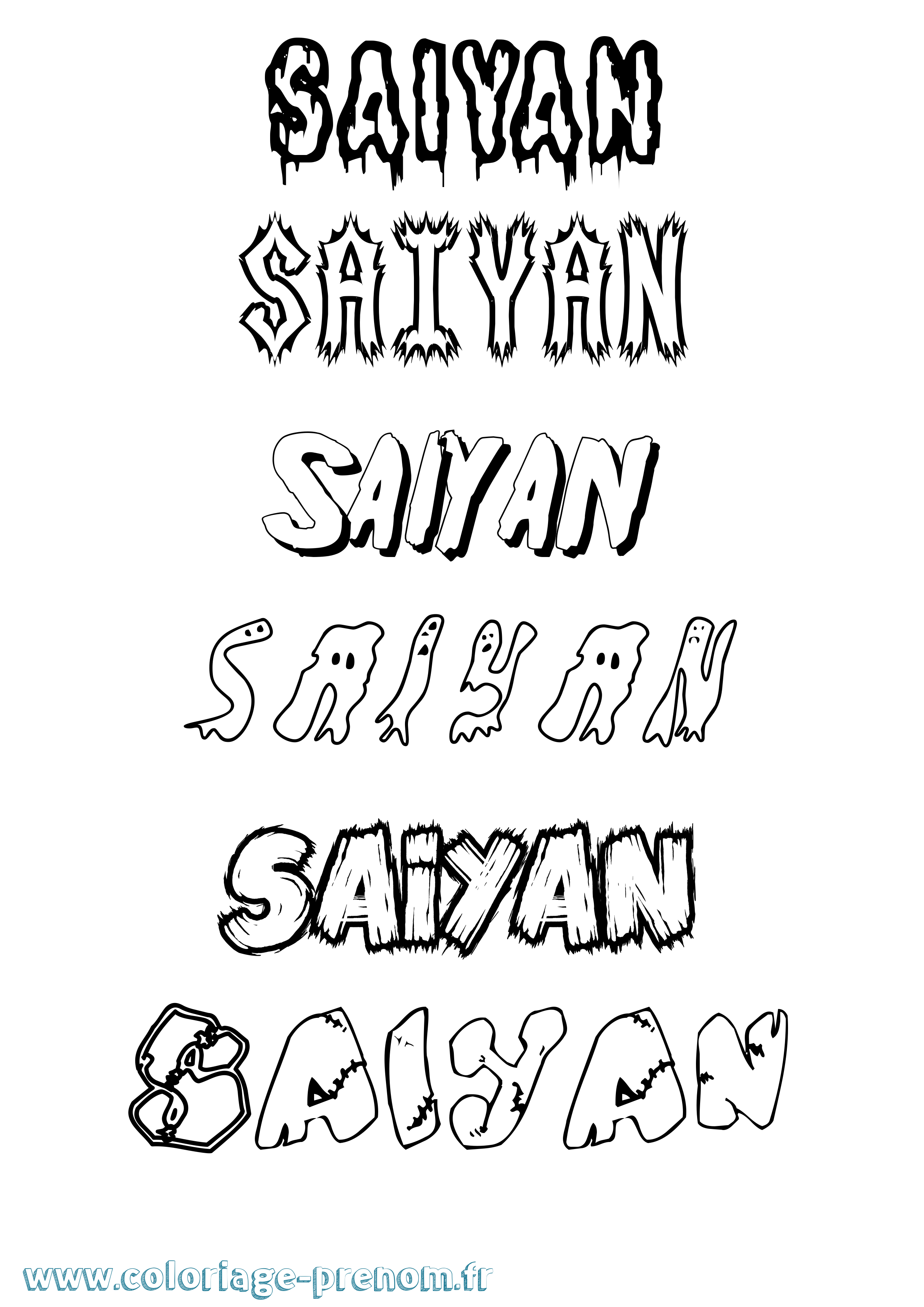 Coloriage Saiyan Frisson Coloriage prénom Saiyan Frisson