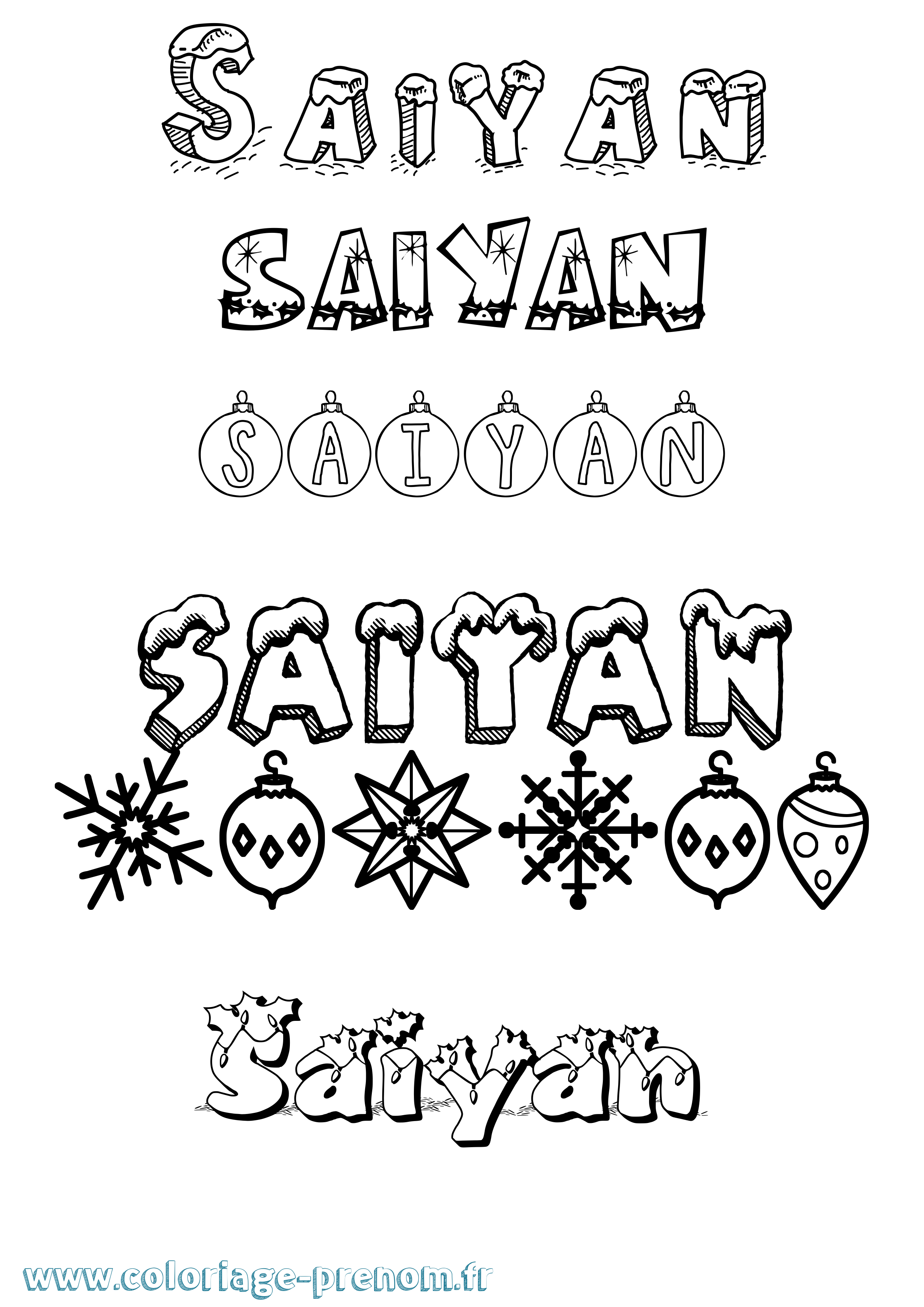 Coloriage Saiyan Noël Coloriage prénom Saiyan Noël