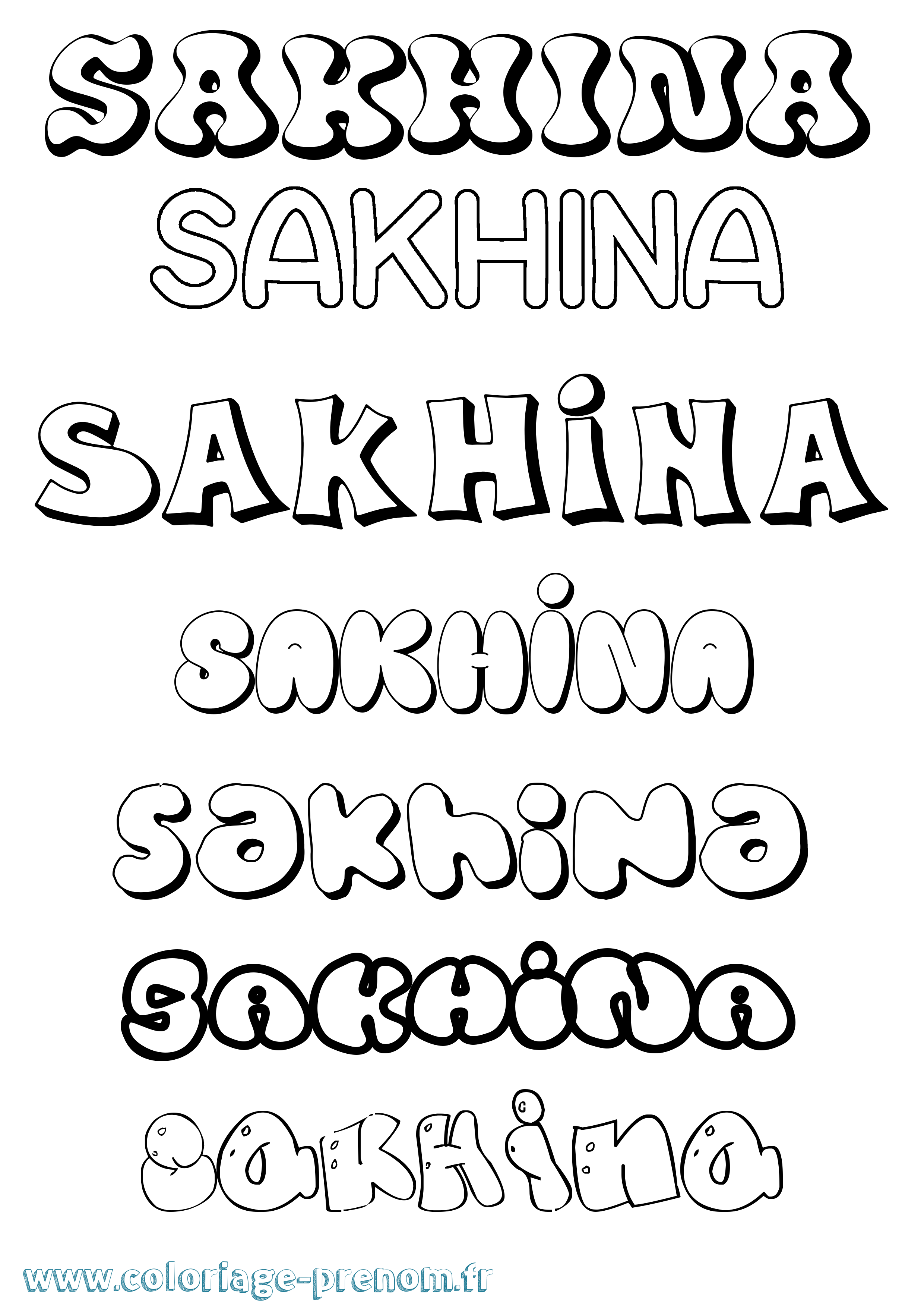Coloriage Sakhina Bubble Coloriage prénom Sakhina Bubble