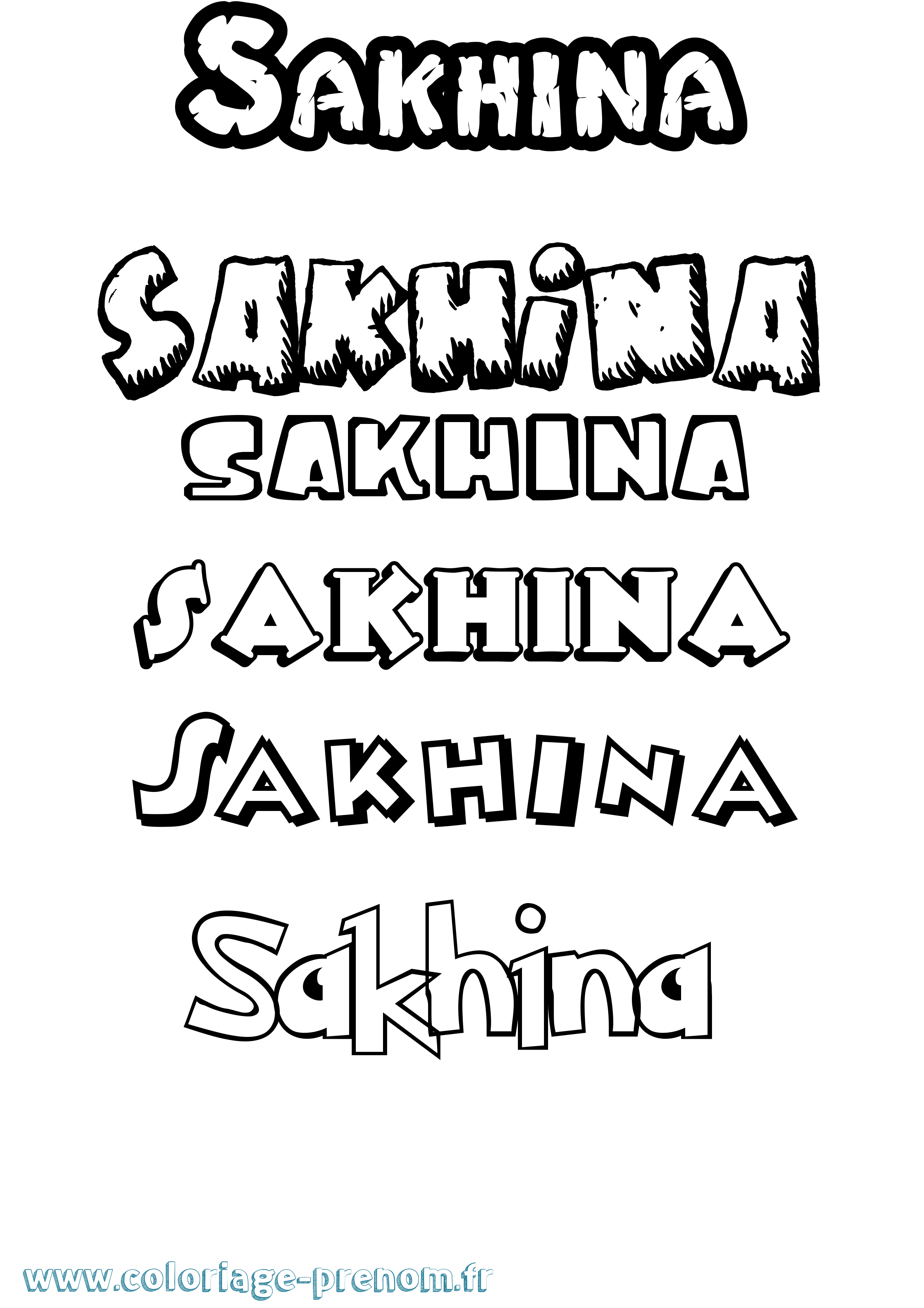 Coloriage Sakhina Dessin Animé Coloriage prénom Sakhina Dessin Animé