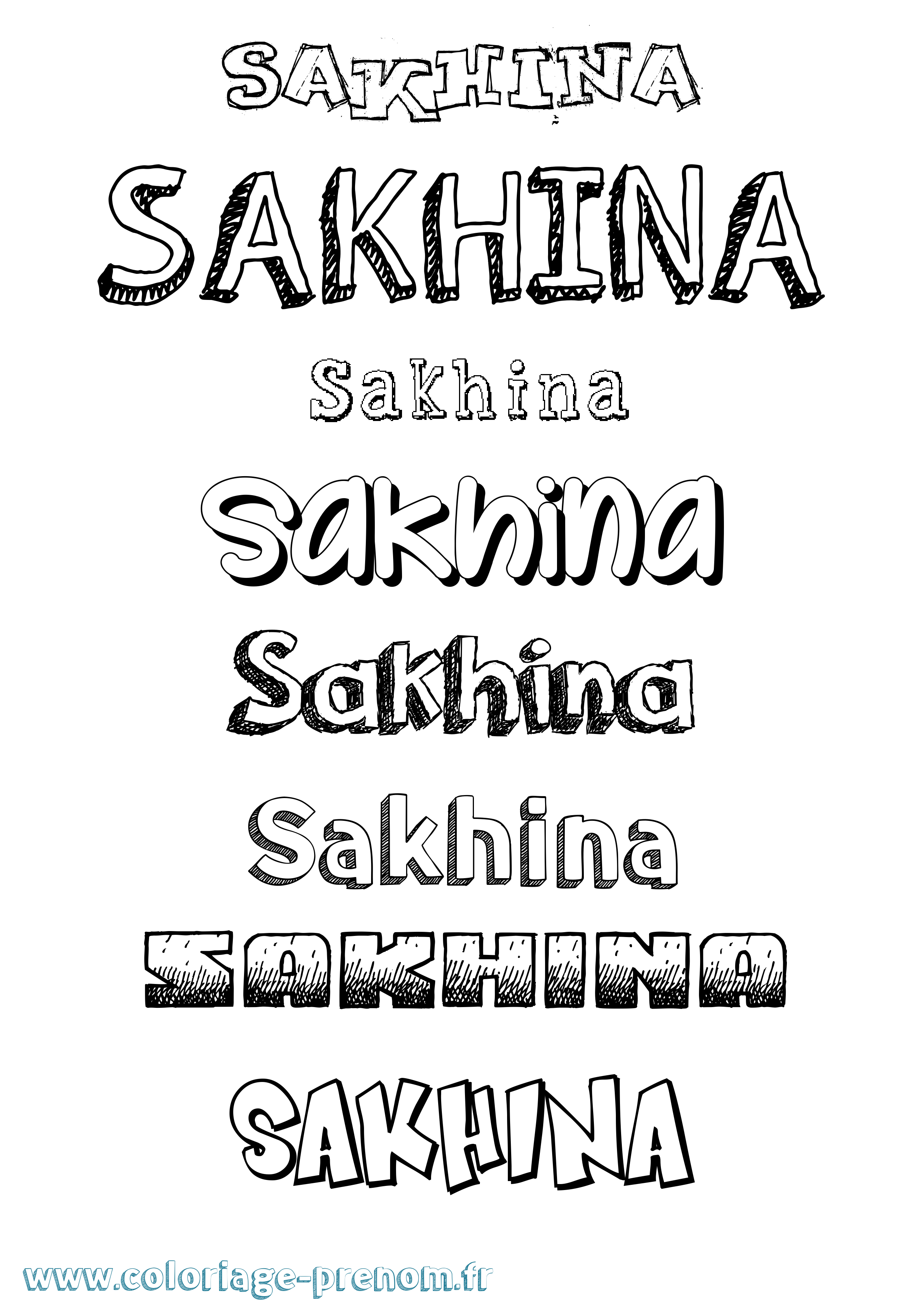 Coloriage Sakhina Dessiné Coloriage prénom Sakhina Dessiné