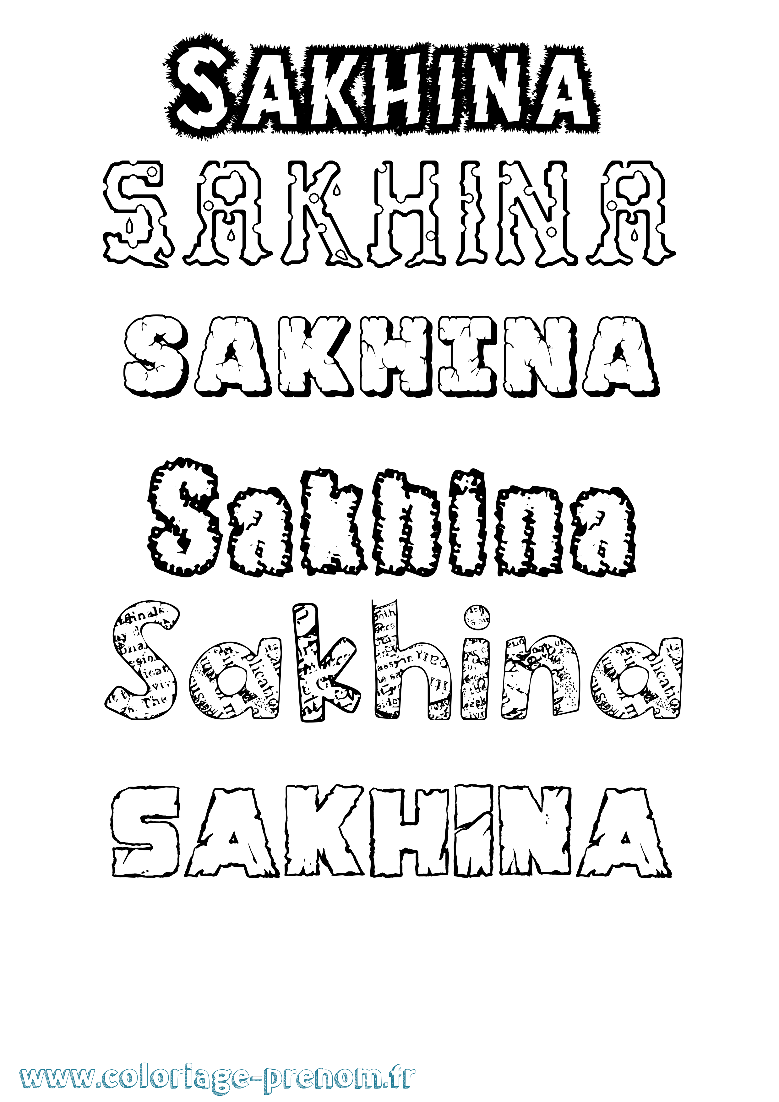 Coloriage Sakhina Destructuré Coloriage prénom Sakhina Destructuré