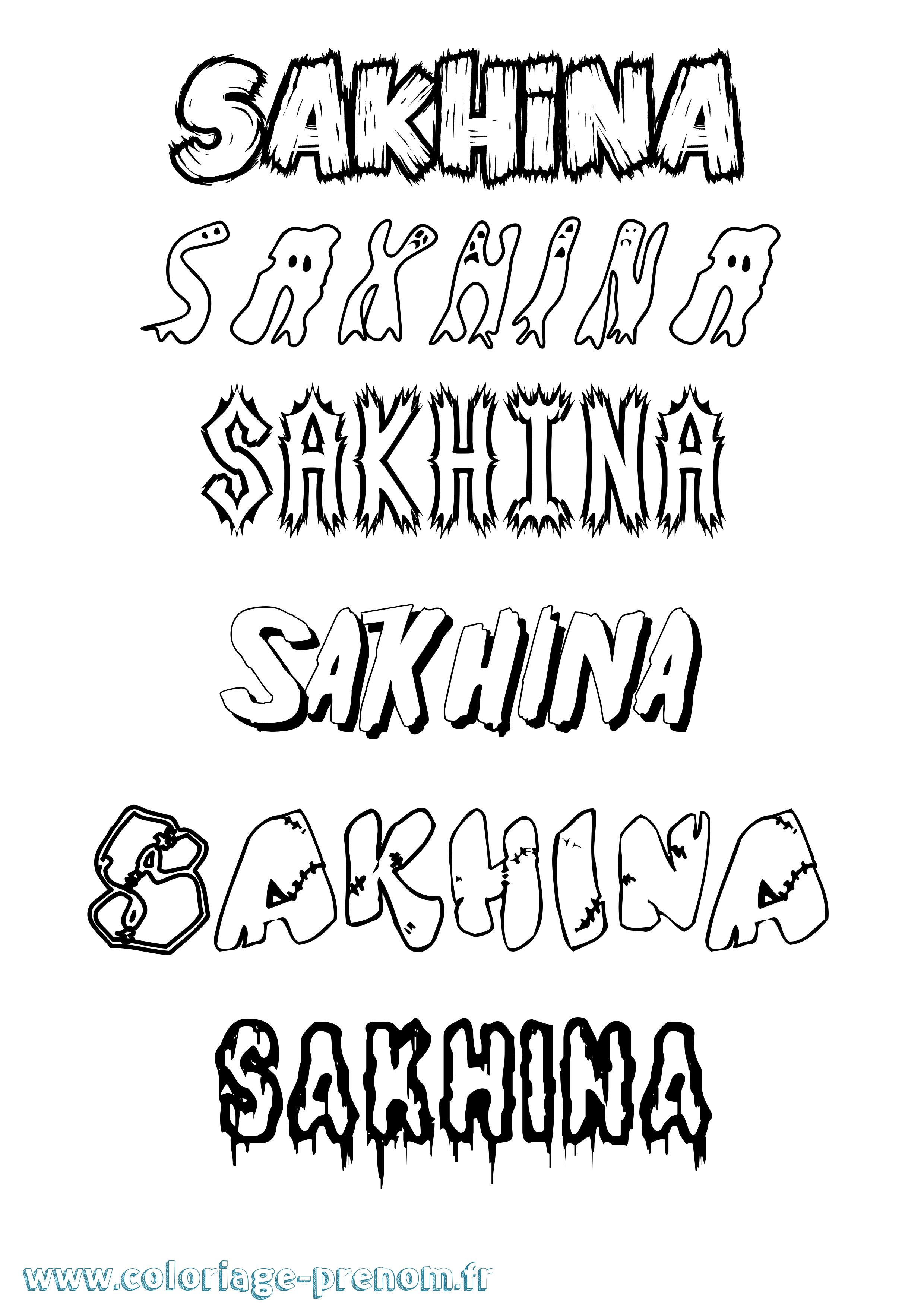 Coloriage Sakhina Frisson Coloriage prénom Sakhina Frisson