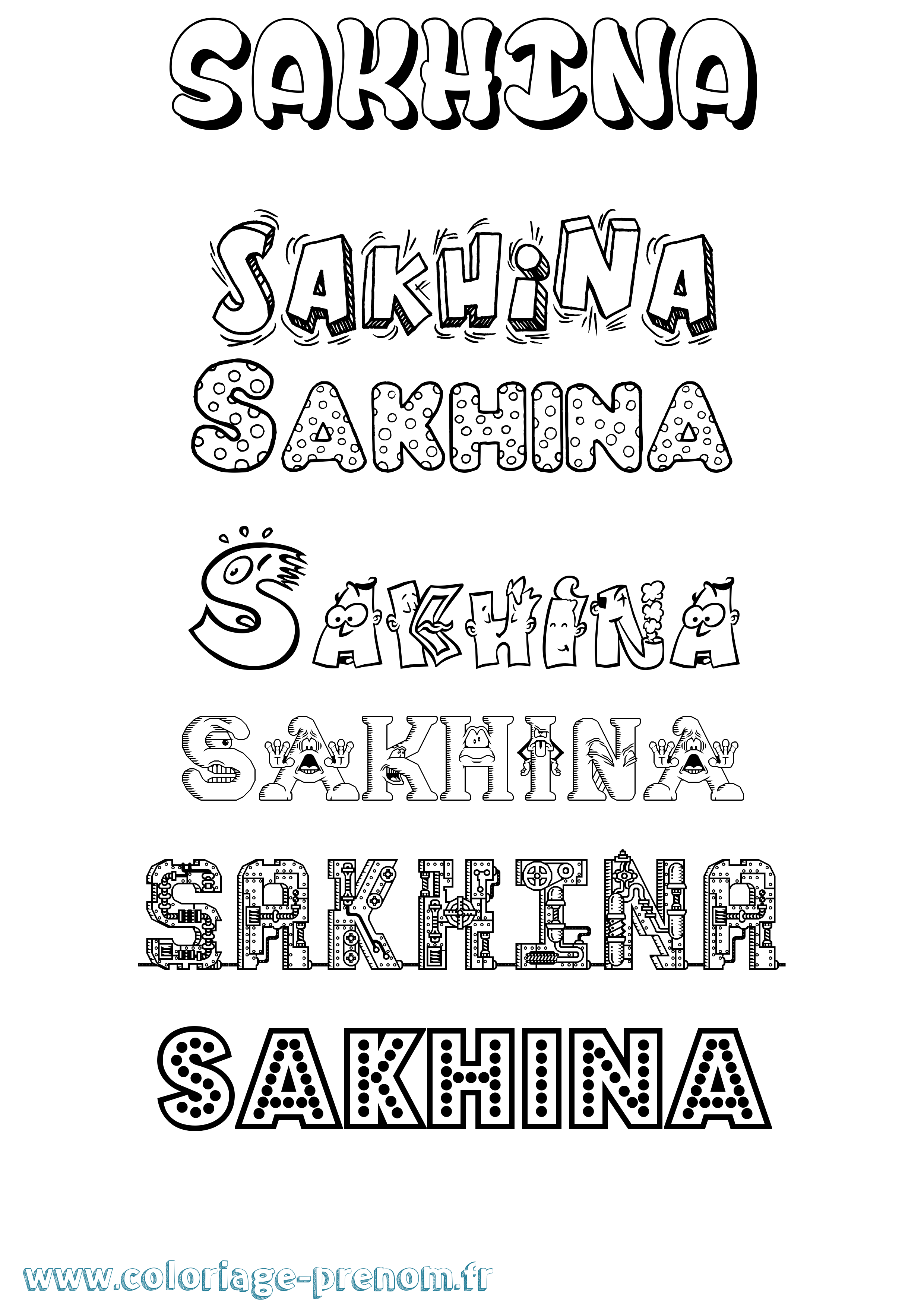 Coloriage Sakhina Fun Coloriage prénom Sakhina Fun