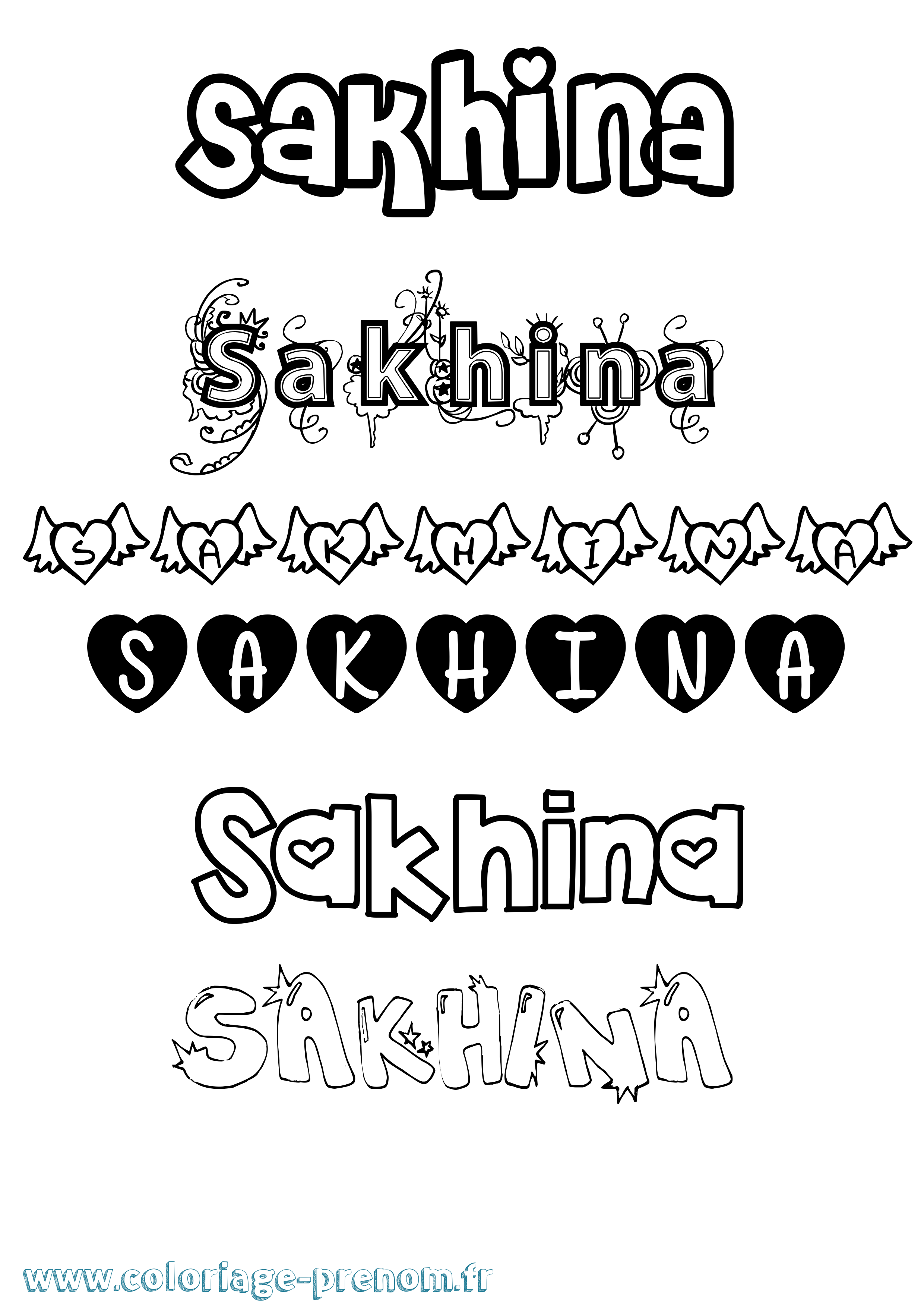 Coloriage Sakhina Girly Coloriage prénom Sakhina Girly